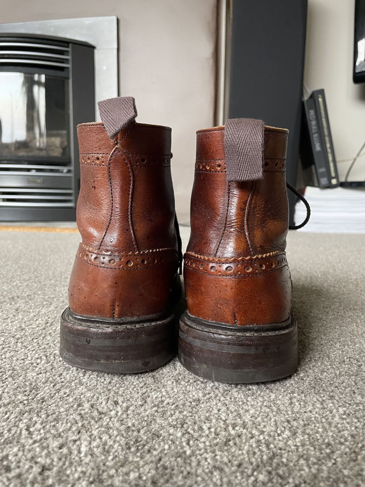 Photo by patinathunderdome on February 6, 2022 of the Tricker's Stow Country Boot in C.F. Stead Caramel Classic Kudu.