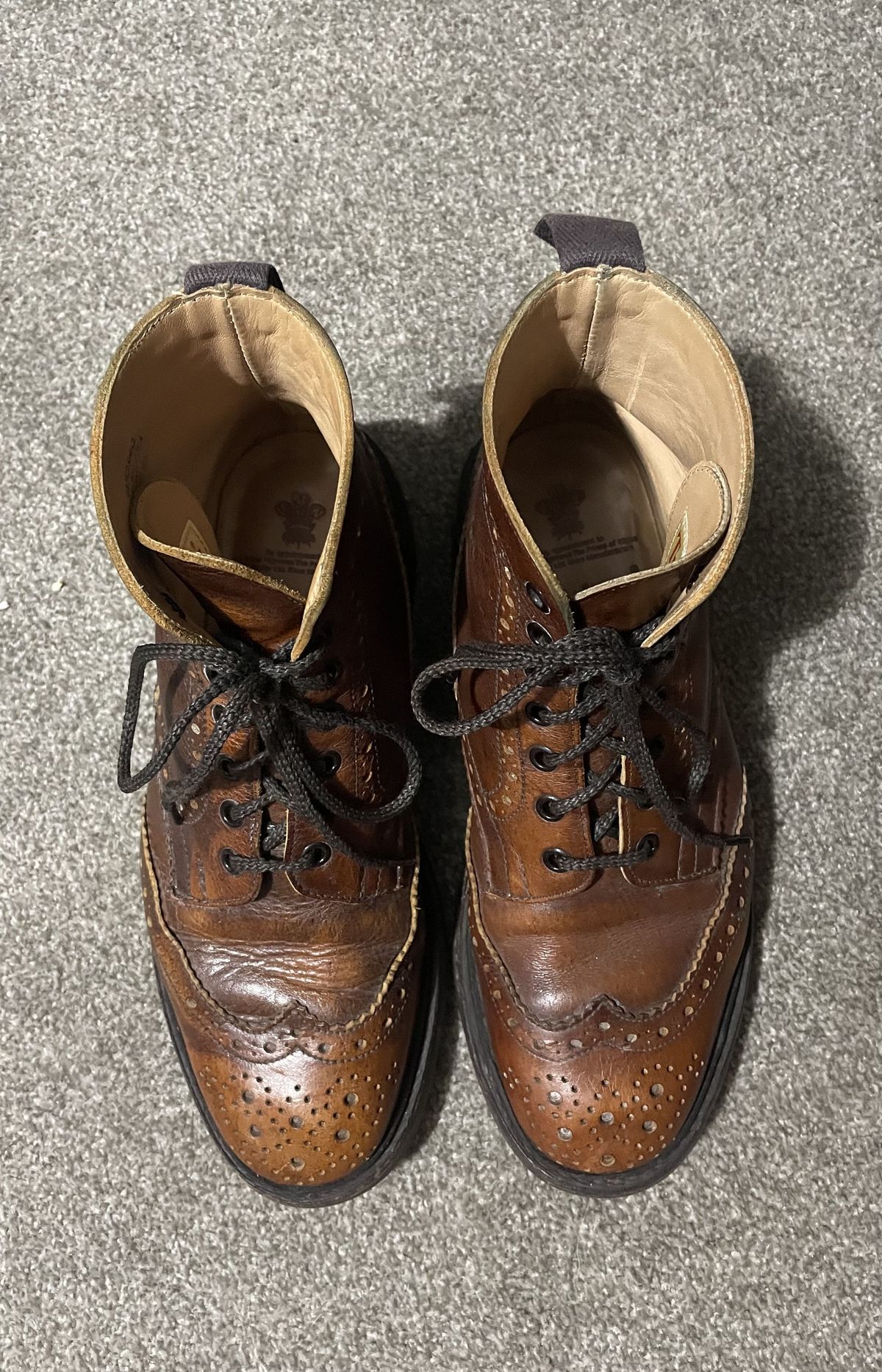 Photo by patinathunderdome on April 5, 2022 of the Tricker's Stow Country Boot in C.F. Stead Caramel Classic Kudu.