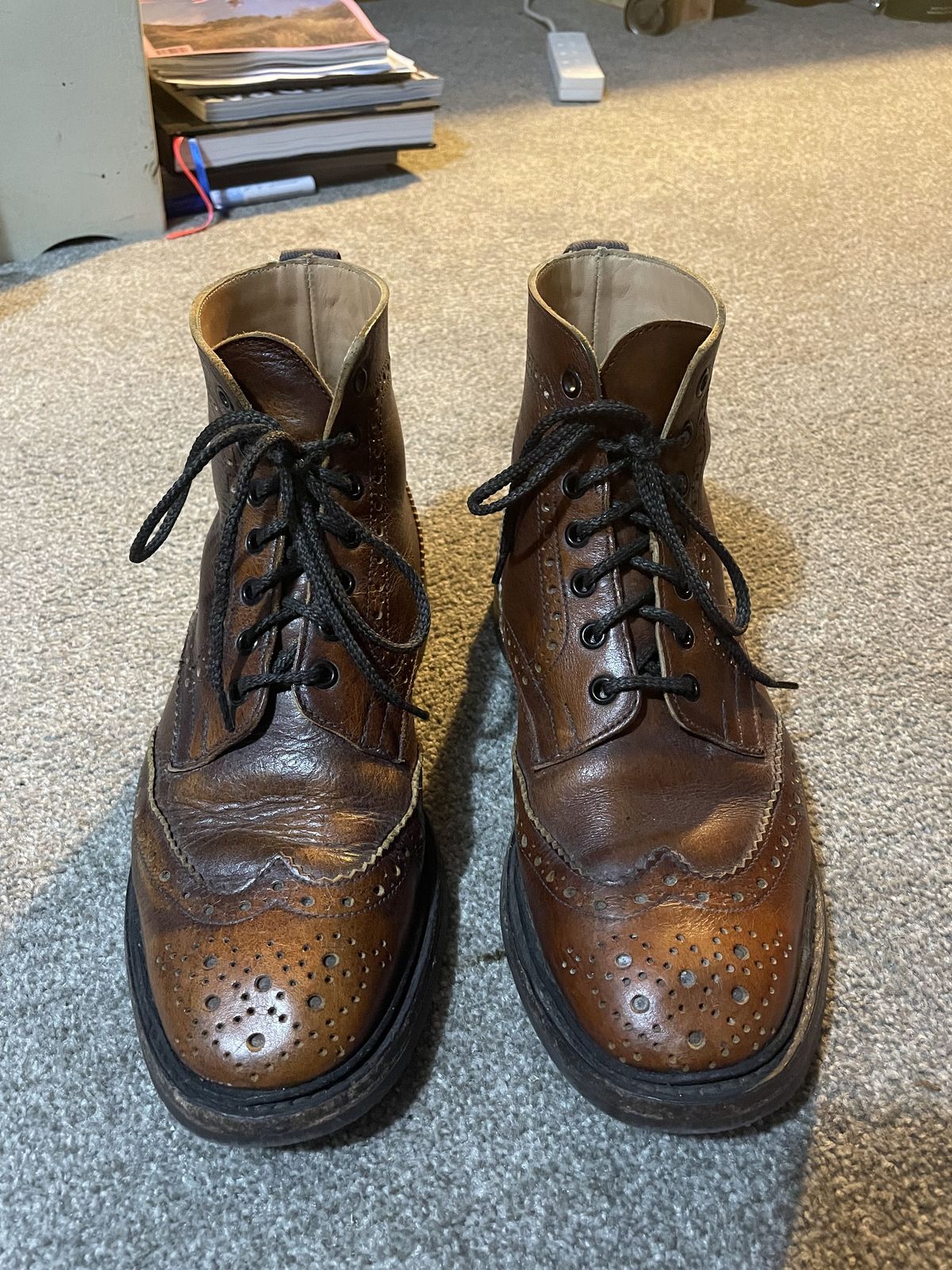 Photo by patinathunderdome on April 5, 2022 of the Tricker's Stow Country Boot in C.F. Stead Caramel Classic Kudu.