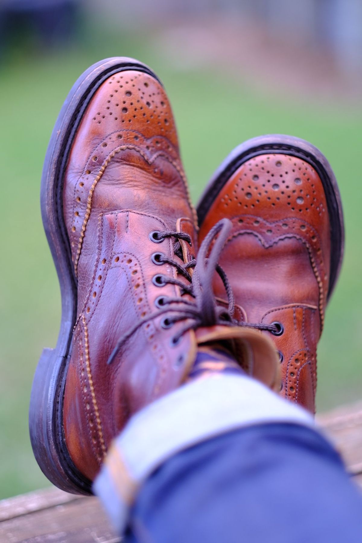 Photo by patinathunderdome on April 5, 2022 of the Tricker's Stow Country Boot in C.F. Stead Caramel Classic Kudu.