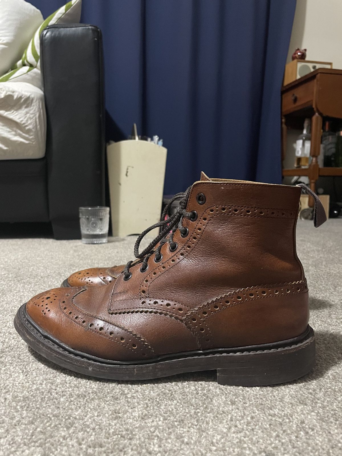 Photo by patinathunderdome on April 5, 2022 of the Tricker's Stow Country Boot in C.F. Stead Caramel Classic Kudu.