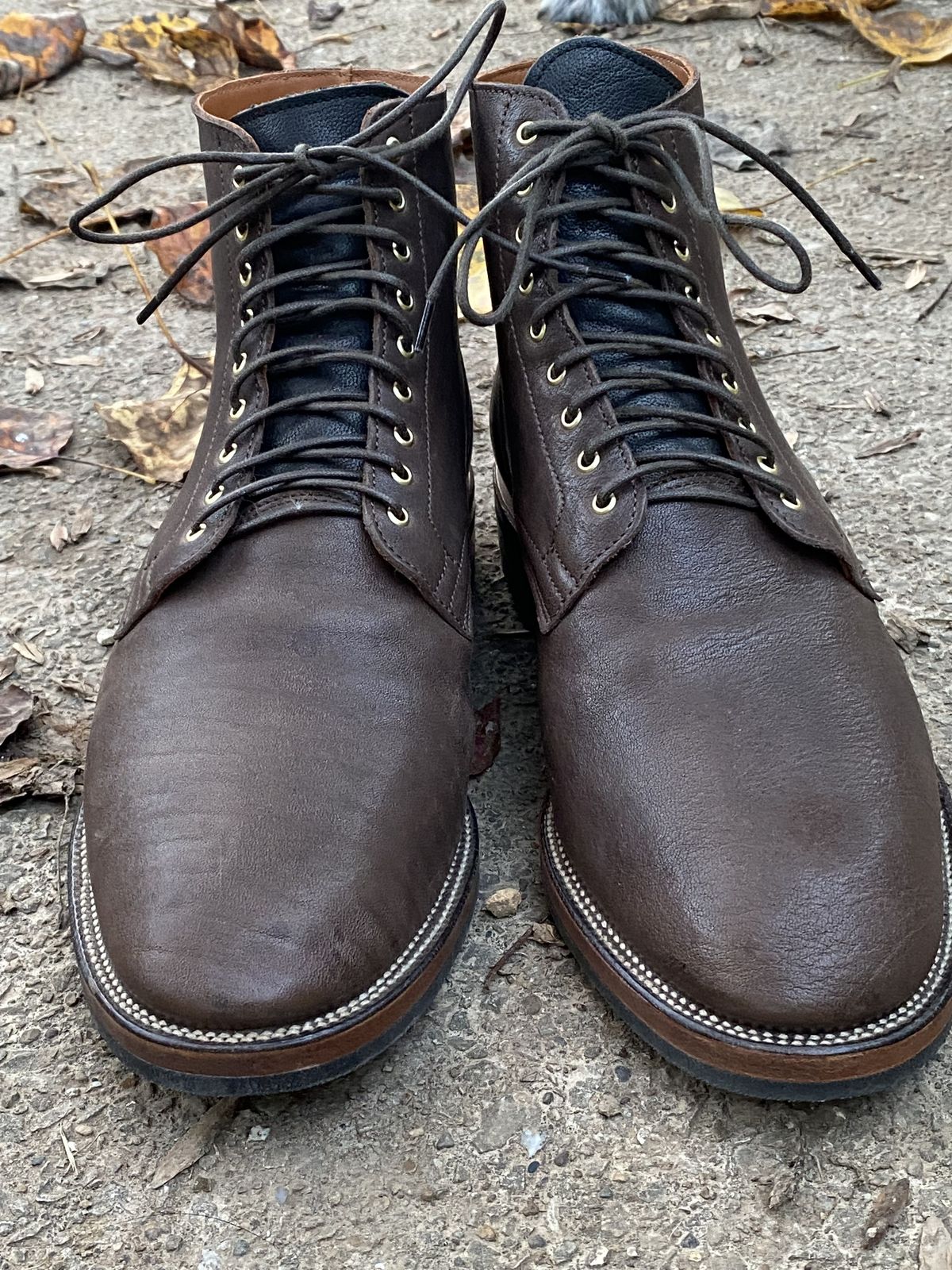 Photo by patinathunderdome on November 1, 2021 of the Viberg Service Boot in Washed Horsehide (Miloh Shop).