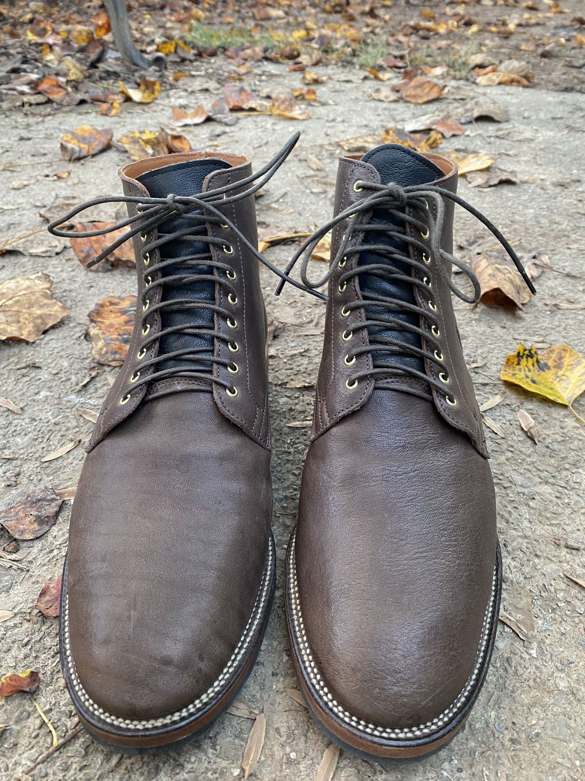Photo by patinathunderdome on November 1, 2021 of the Viberg Service Boot in Washed Horsehide (Miloh Shop).
