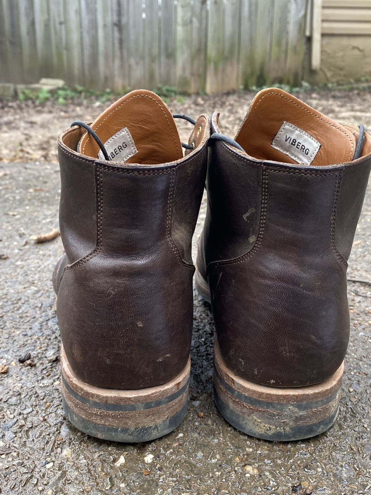 Photo by patinathunderdome on January 1, 2022 of the Viberg Service Boot in Washed Horsehide (Miloh Shop).