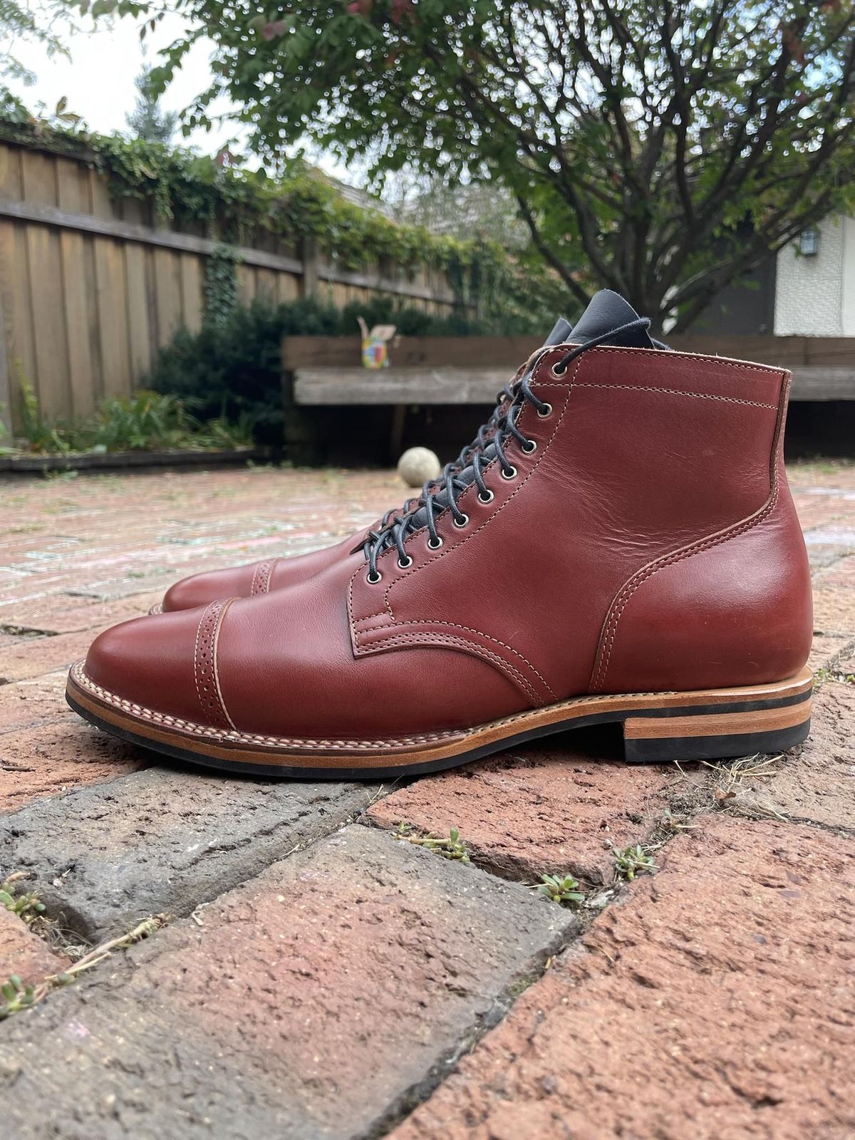 Photo by patinathunderdome on September 30, 2021 of the Viberg Service Boot in Horween Color 4 Workshoe Butt.