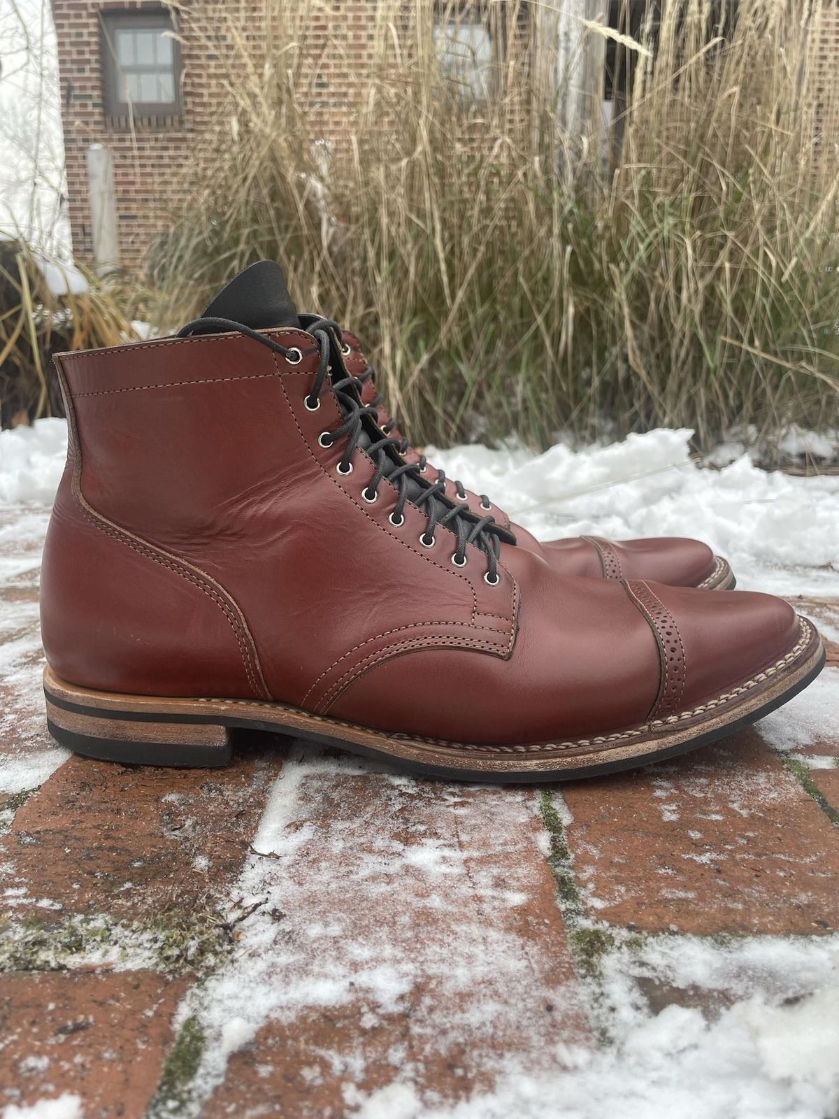 Photo by patinathunderdome on December 5, 2021 of the Viberg Service Boot in Horween Color 4 Workshoe Butt.