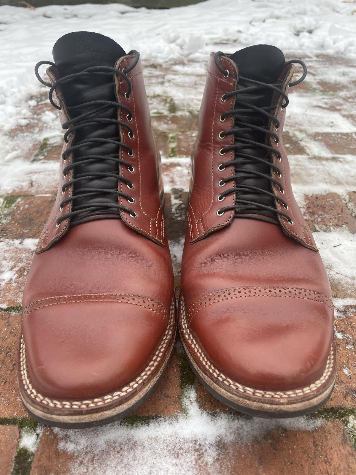 Photo by patinathunderdome on December 5, 2021 of the Viberg Service Boot in Horween Color 4 Workshoe Butt.