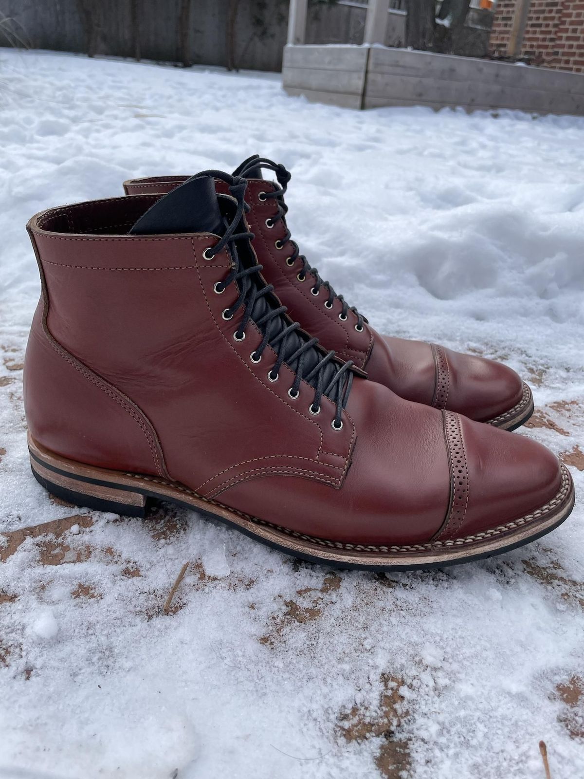 Photo by patinathunderdome on January 4, 2022 of the Viberg Service Boot in Horween Color 4 Workshoe Butt.