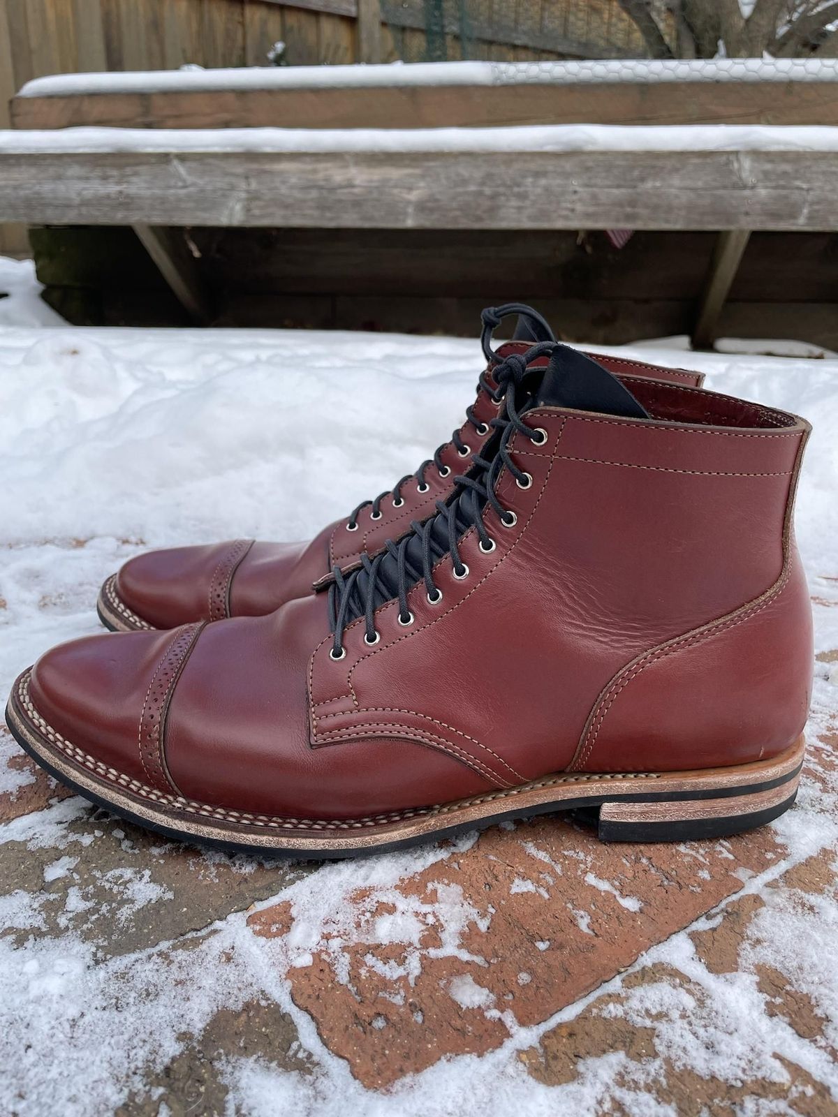 Photo by patinathunderdome on January 4, 2022 of the Viberg Service Boot in Horween Color 4 Workshoe Butt.