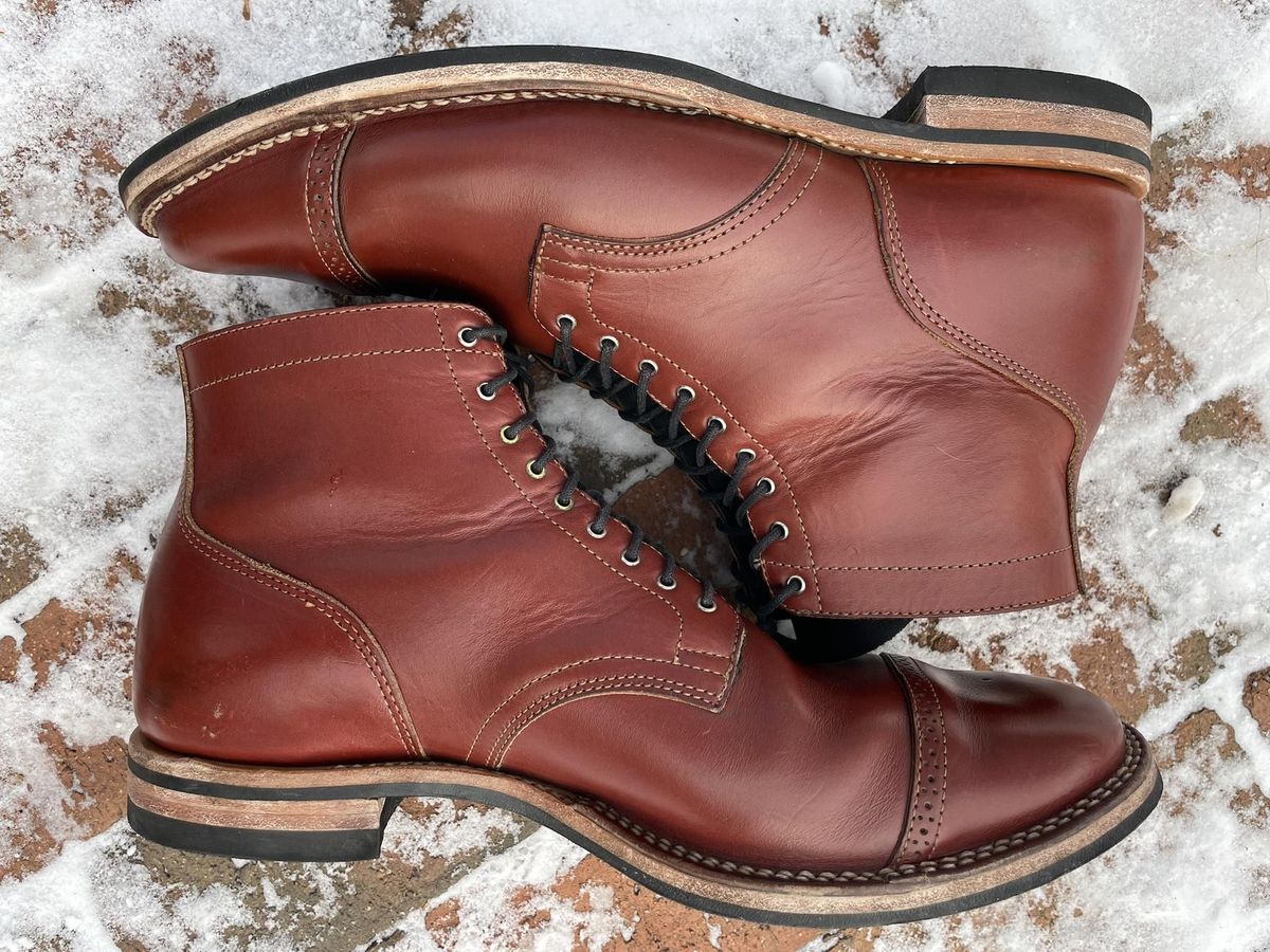 Photo by patinathunderdome on January 4, 2022 of the Viberg Service Boot in Horween Color 4 Workshoe Butt.