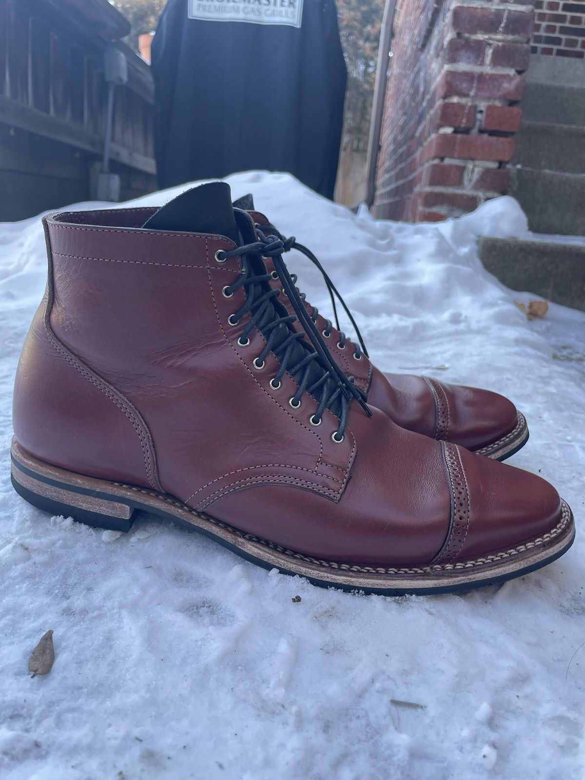 Photo by patinathunderdome on February 6, 2022 of the Viberg Service Boot in Horween Color 4 Workshoe Butt.