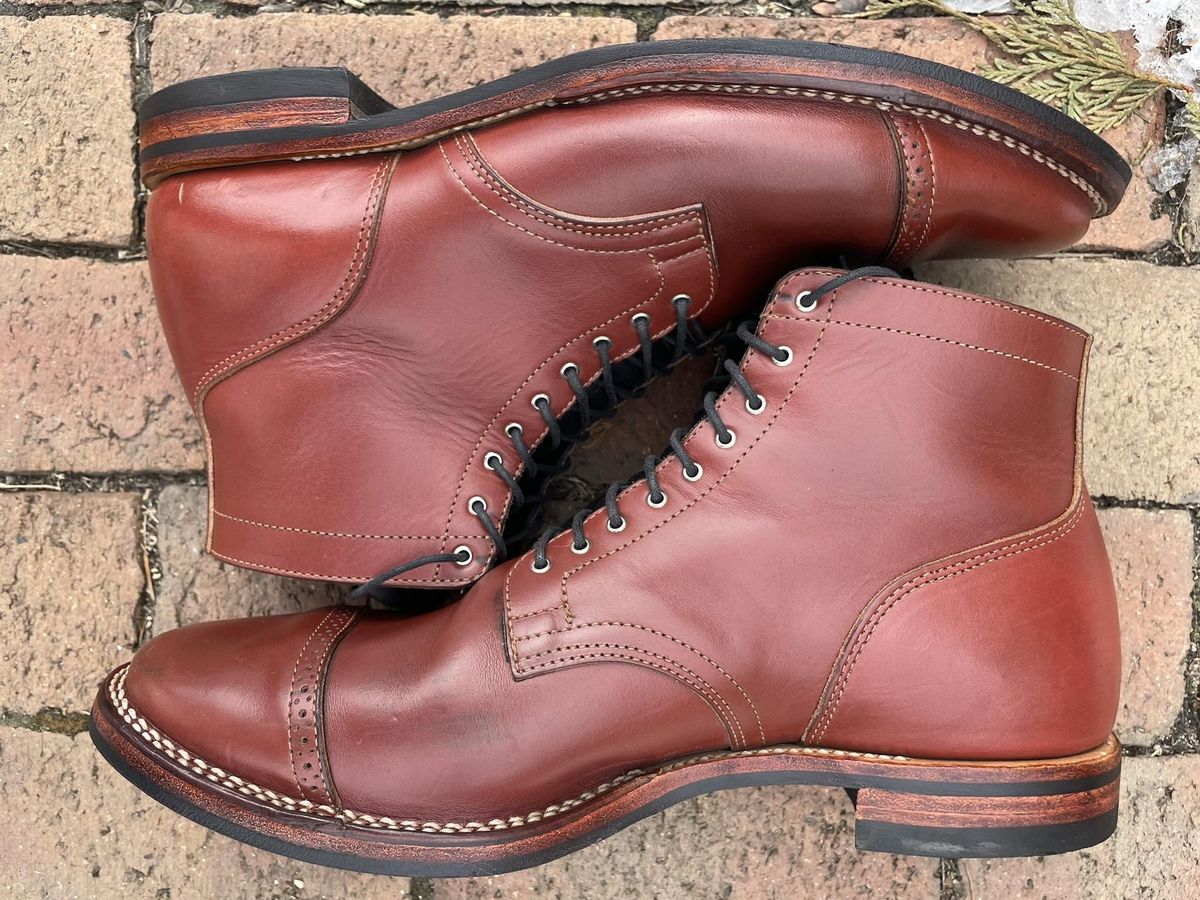 Photo by patinathunderdome on March 4, 2022 of the Viberg Service Boot in Horween Color 4 Workshoe Butt.