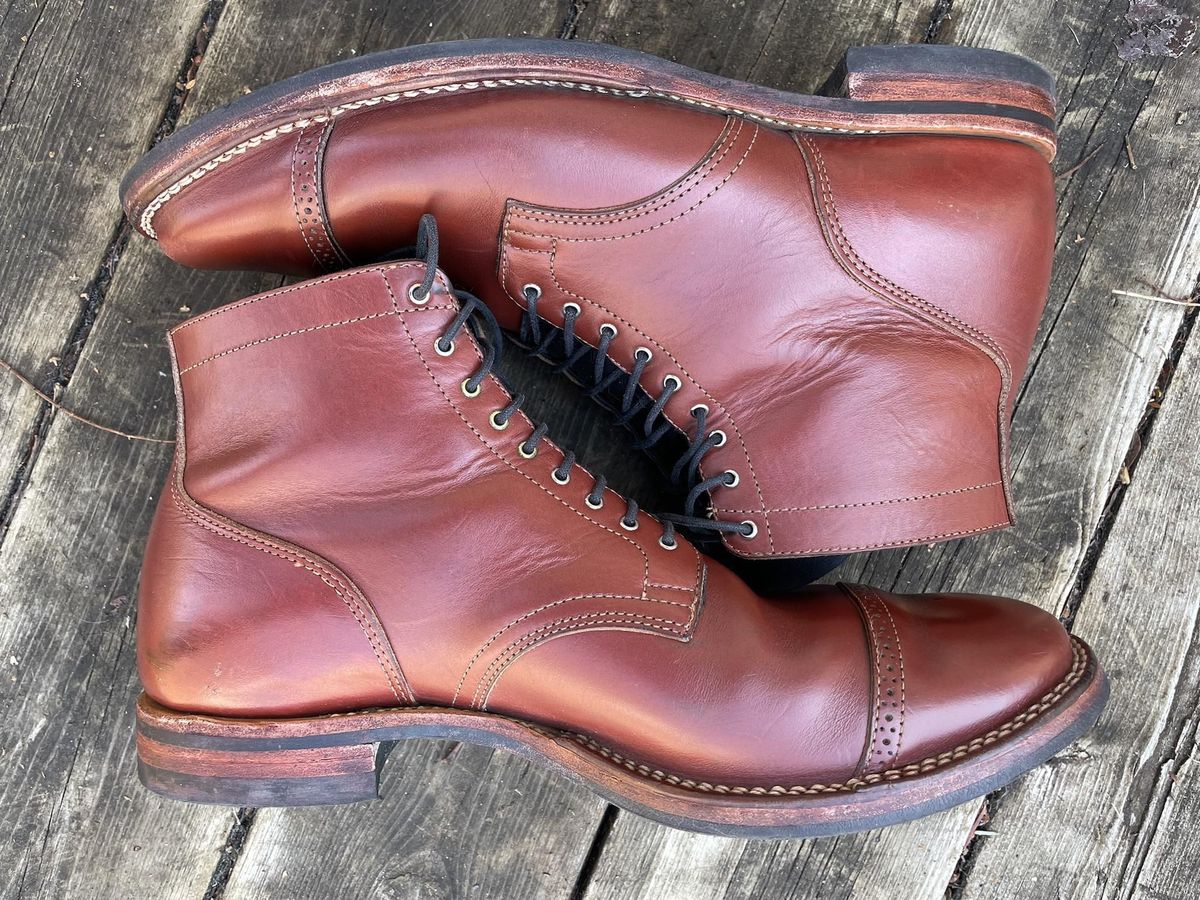 Photo by patinathunderdome on April 3, 2022 of the Viberg Service Boot in Horween Color 4 Workshoe Butt.