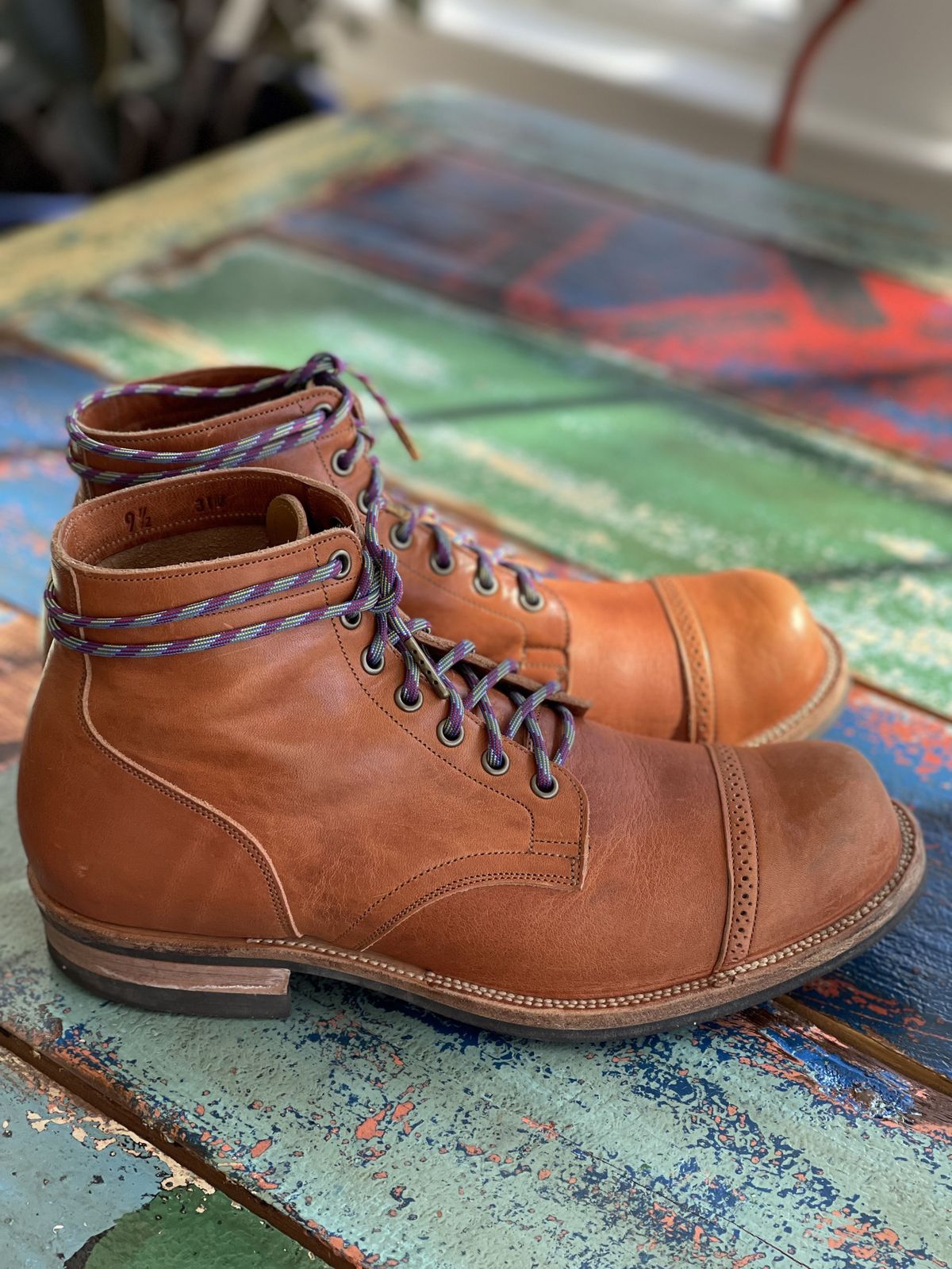 Photo by patinathunderdome on February 1, 2022 of the Viberg Service Boot in Horween Natural Dublin.