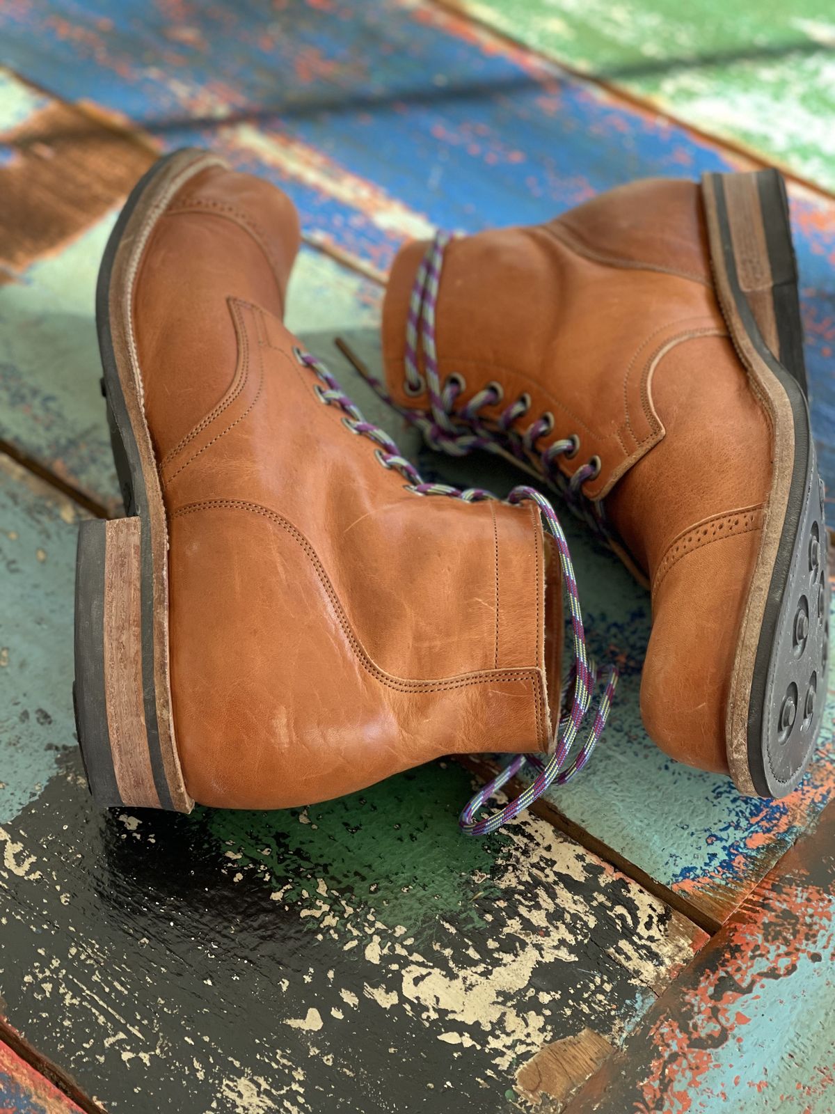 Photo by patinathunderdome on February 1, 2022 of the Viberg Service Boot in Horween Natural Dublin.