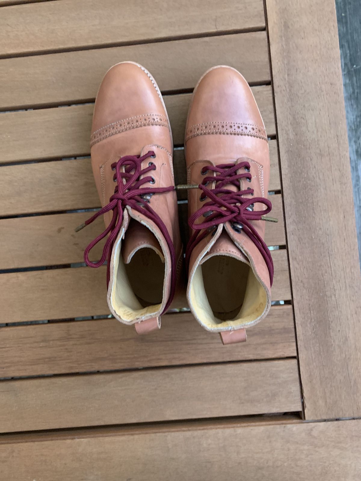 Photo by patinathunderdome on September 30, 2021 of the John Doe Shoes 420 Brogue Cap Toe in Horween Natural Derby.