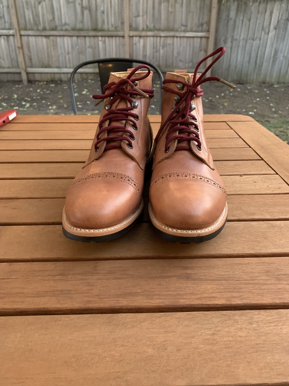 Photo by patinathunderdome on September 30, 2021 of the John Doe Shoes 420 Brogue Cap Toe in Horween Natural Derby.