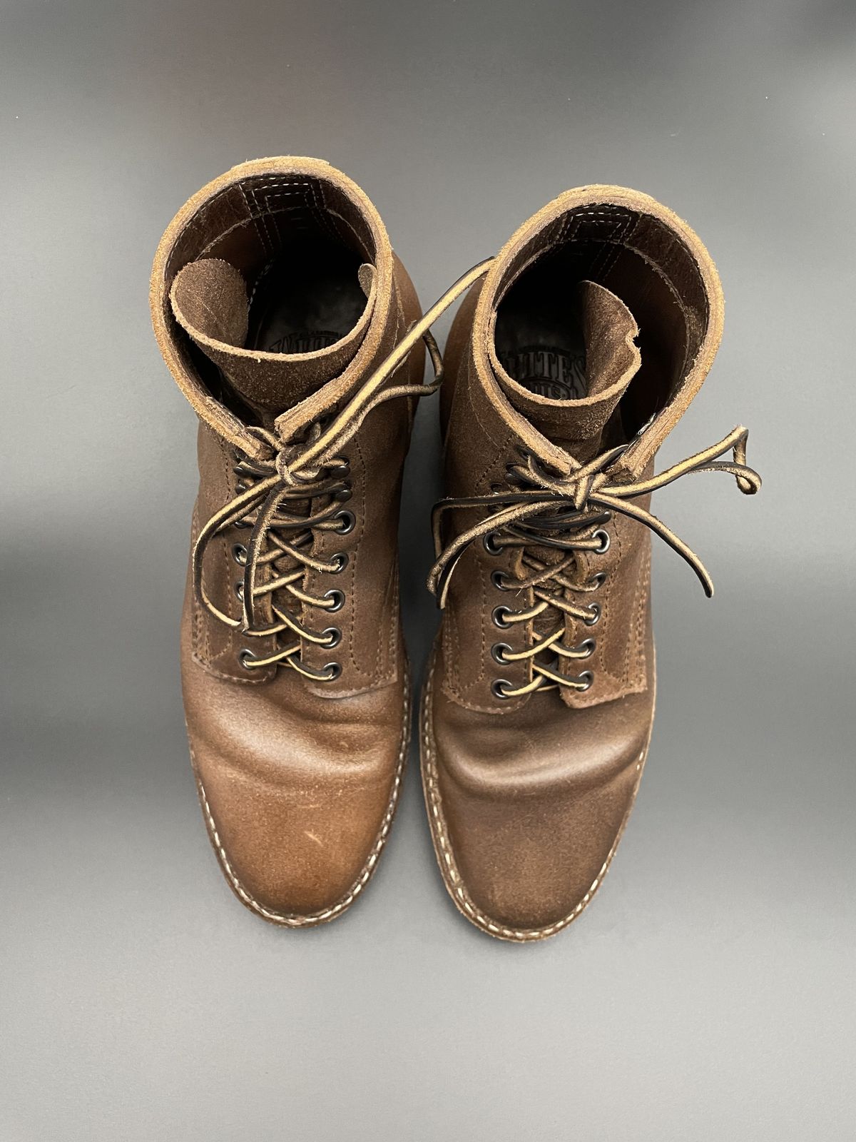 Photo by patinathunderdome on November 3, 2021 of the White's MP-Sherman Plain Toe in Horween Natural Waxed Flesh.