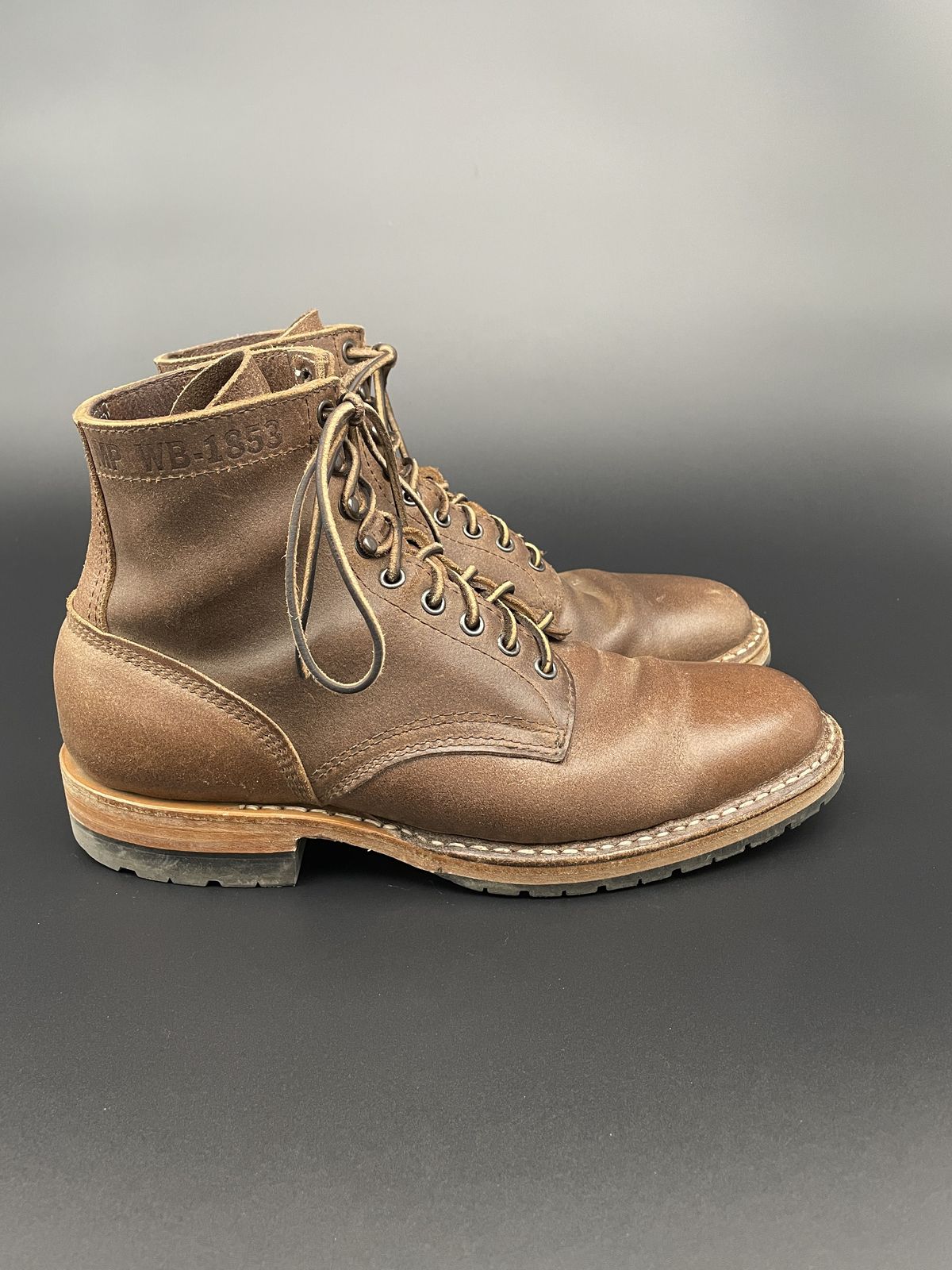 Photo by patinathunderdome on December 5, 2021 of the White's MP-Sherman Plain Toe in Horween Natural Waxed Flesh.
