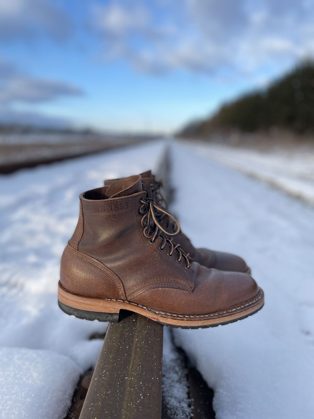 Photo by patinathunderdome on January 4, 2022 of the White's MP-Sherman Plain Toe in Horween Natural Waxed Flesh.