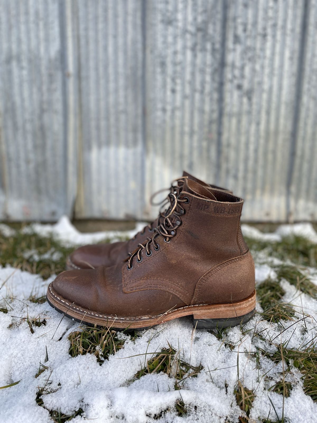 Photo by patinathunderdome on January 4, 2022 of the White's MP-Sherman Plain Toe in Horween Natural Waxed Flesh.