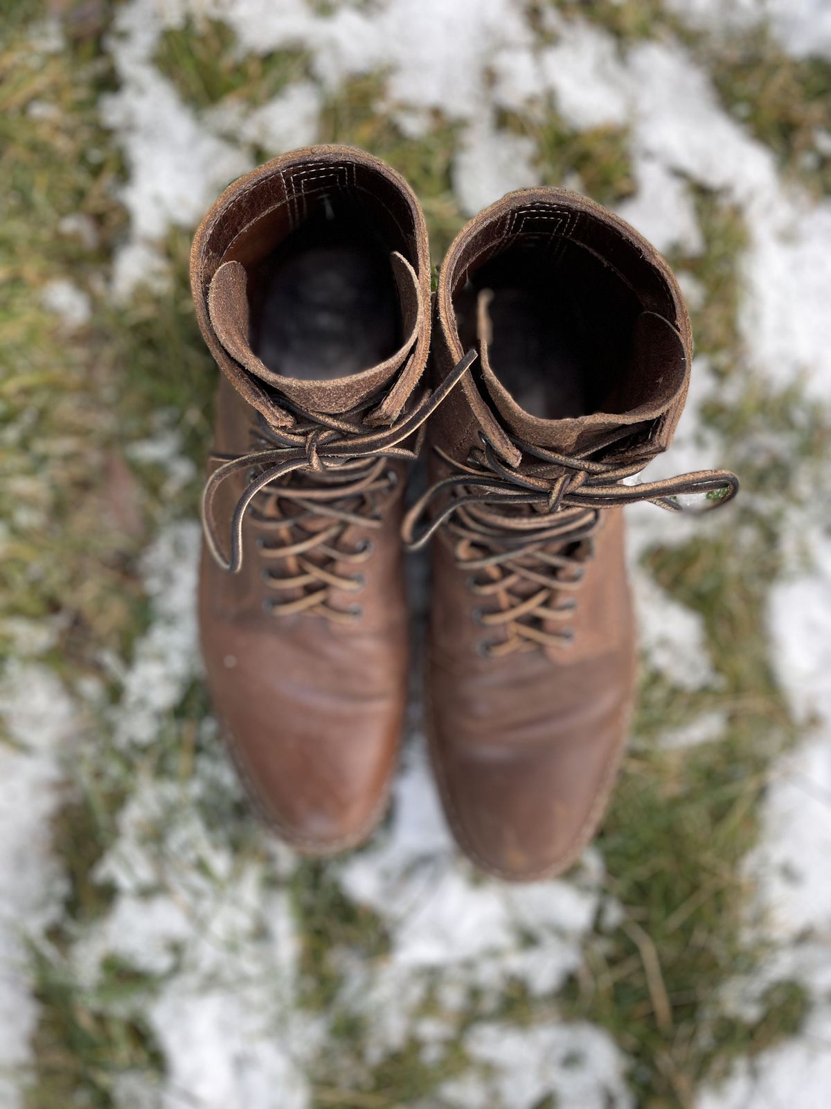 Photo by patinathunderdome on January 4, 2022 of the White's MP-Sherman Plain Toe in Horween Natural Waxed Flesh.