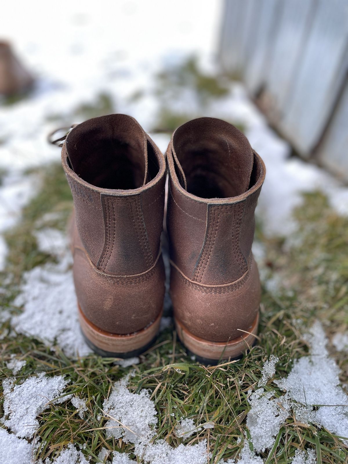 Photo by patinathunderdome on January 4, 2022 of the White's MP-Sherman Plain Toe in Horween Natural Waxed Flesh.