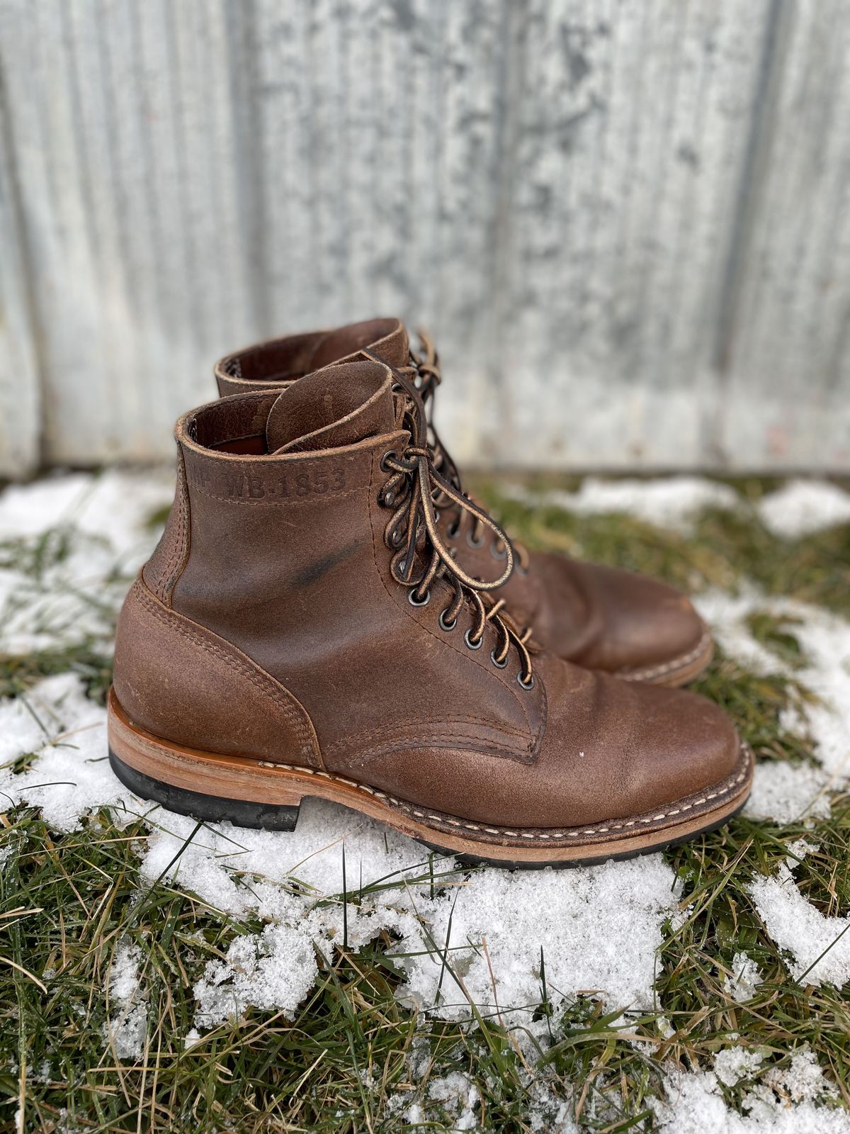 Photo by patinathunderdome on January 4, 2022 of the White's MP-Sherman Plain Toe in Horween Natural Waxed Flesh.