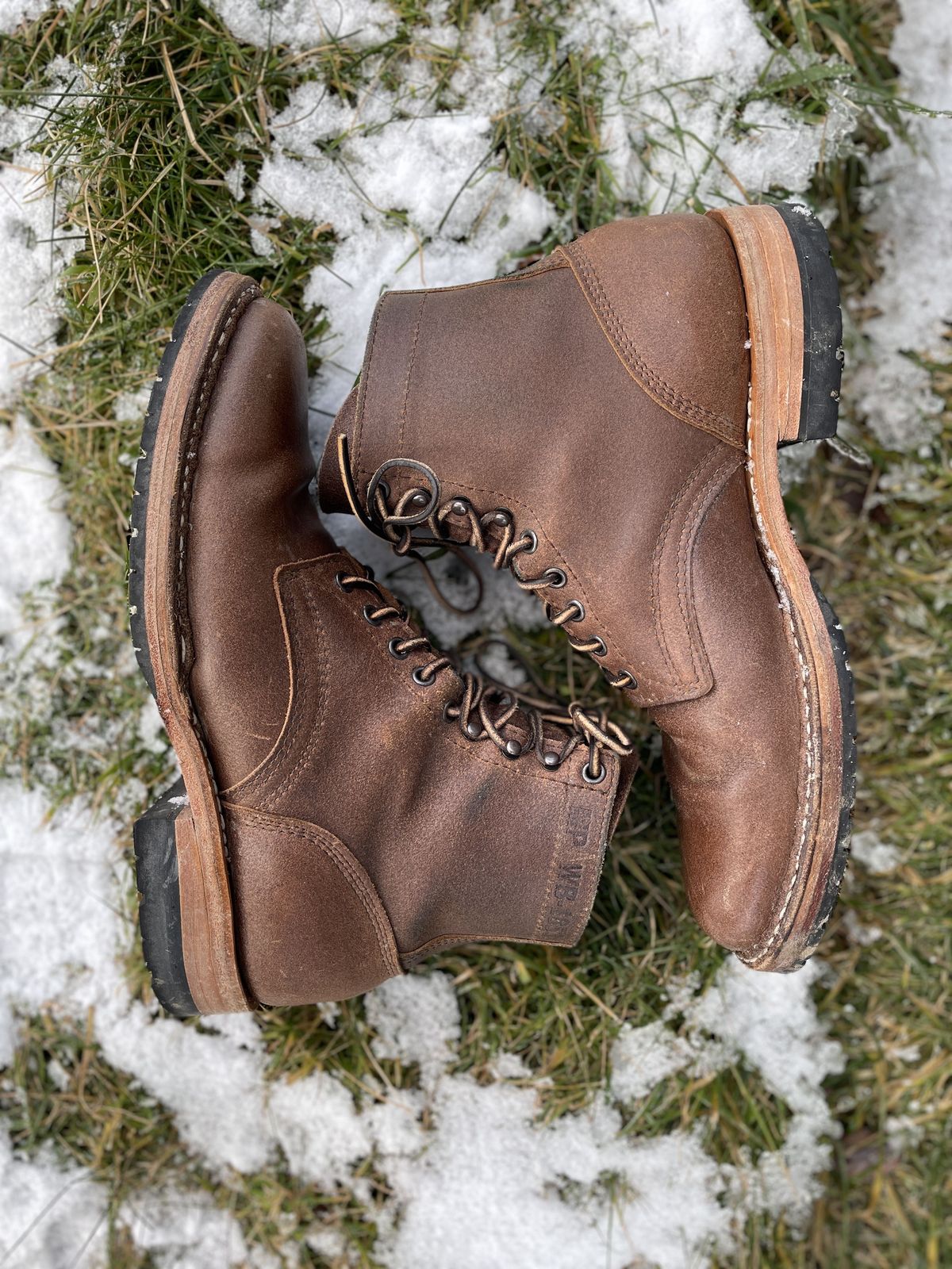 Photo by patinathunderdome on January 4, 2022 of the White's MP-Sherman Plain Toe in Horween Natural Waxed Flesh.