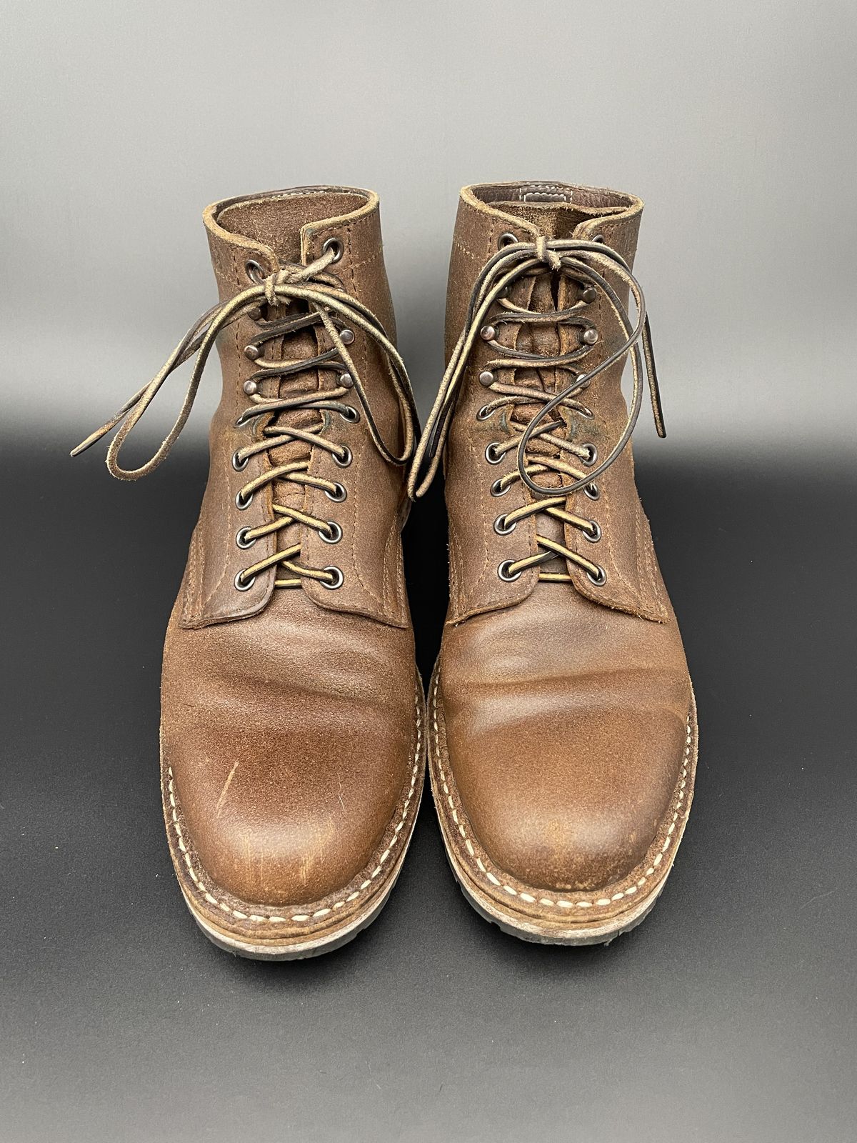 Photo by patinathunderdome on March 5, 2022 of the White's MP-Sherman Plain Toe in Horween Natural Waxed Flesh.