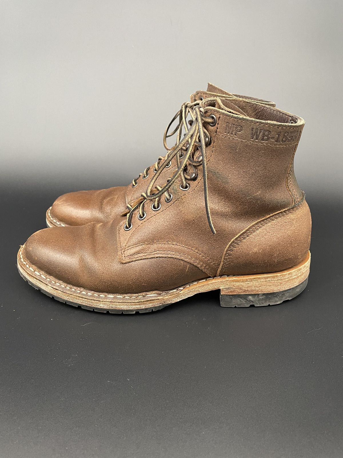 Photo by patinathunderdome on March 5, 2022 of the White's MP-Sherman Plain Toe in Horween Natural Waxed Flesh.