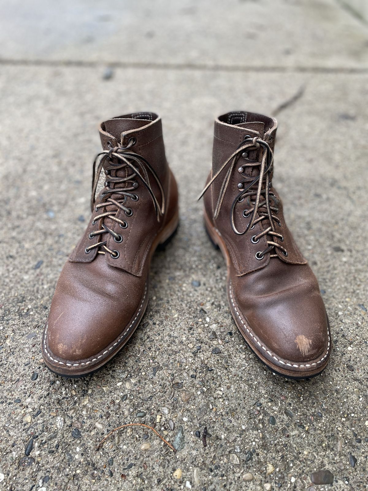 Photo by patinathunderdome on April 4, 2022 of the White's MP-Sherman Plain Toe in Horween Natural Waxed Flesh.