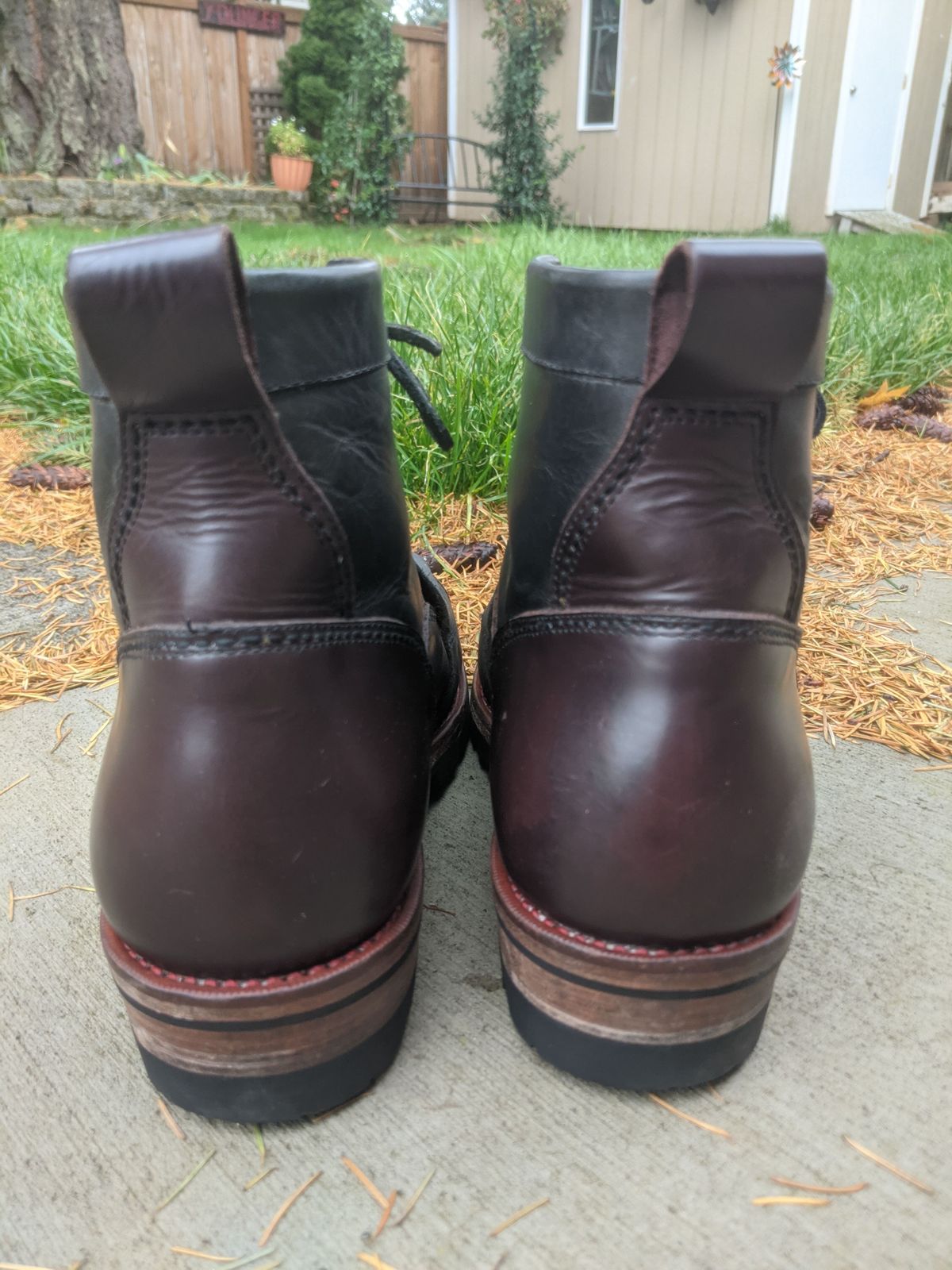 Photo by patinathunderdome on November 3, 2021 of the Txture Sanity Boots in Indonesian Red Wine Pull Up.