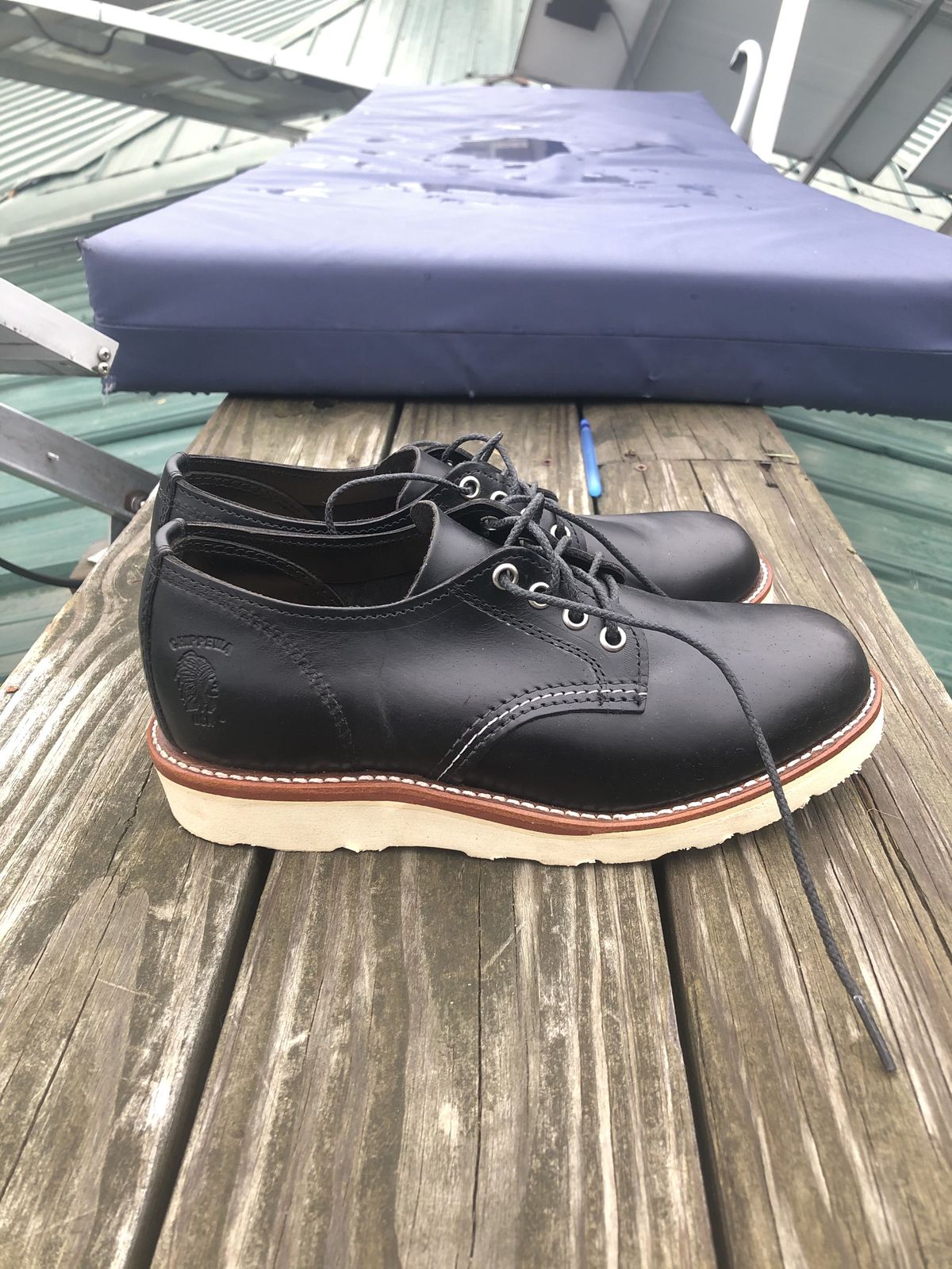 Photo by patinathunderdome on October 5, 2021 of the Chippewa Service Oxford Shoe in Black Whirlwind.