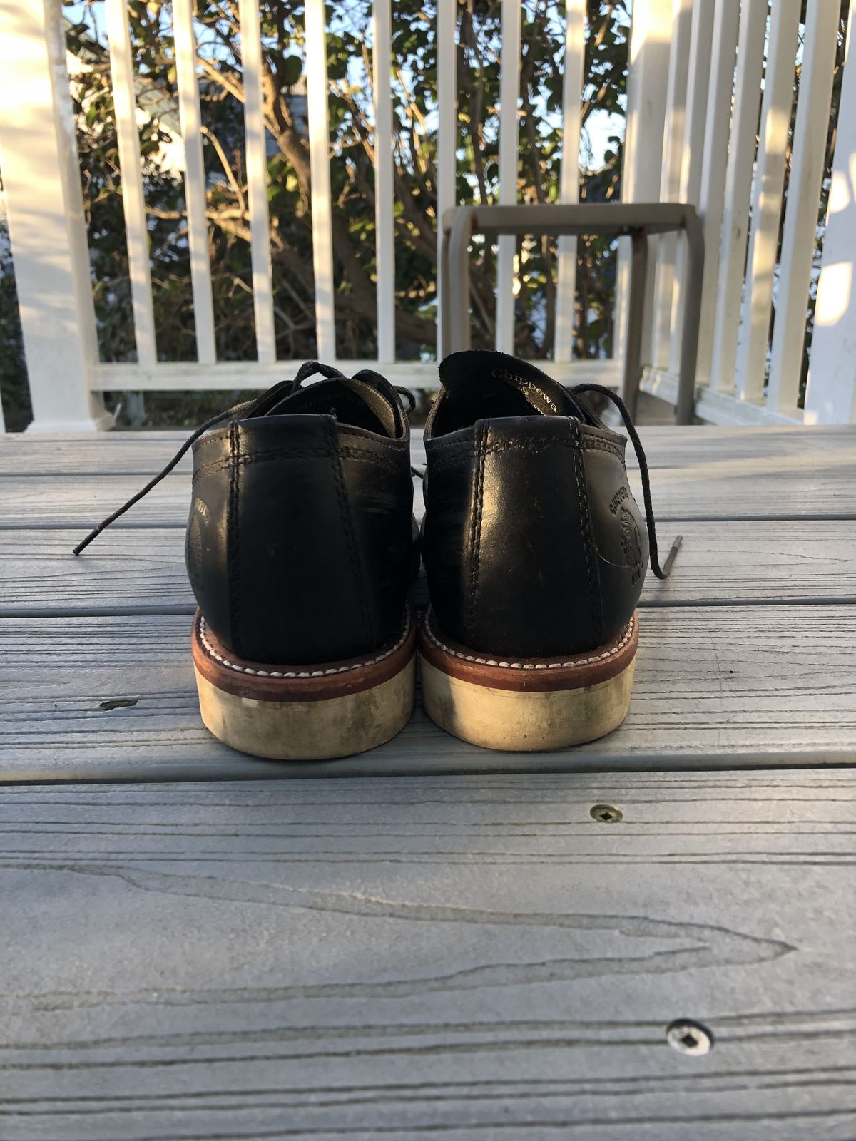 Photo by patinathunderdome on November 5, 2021 of the Chippewa Service Oxford Shoe in Black Whirlwind.
