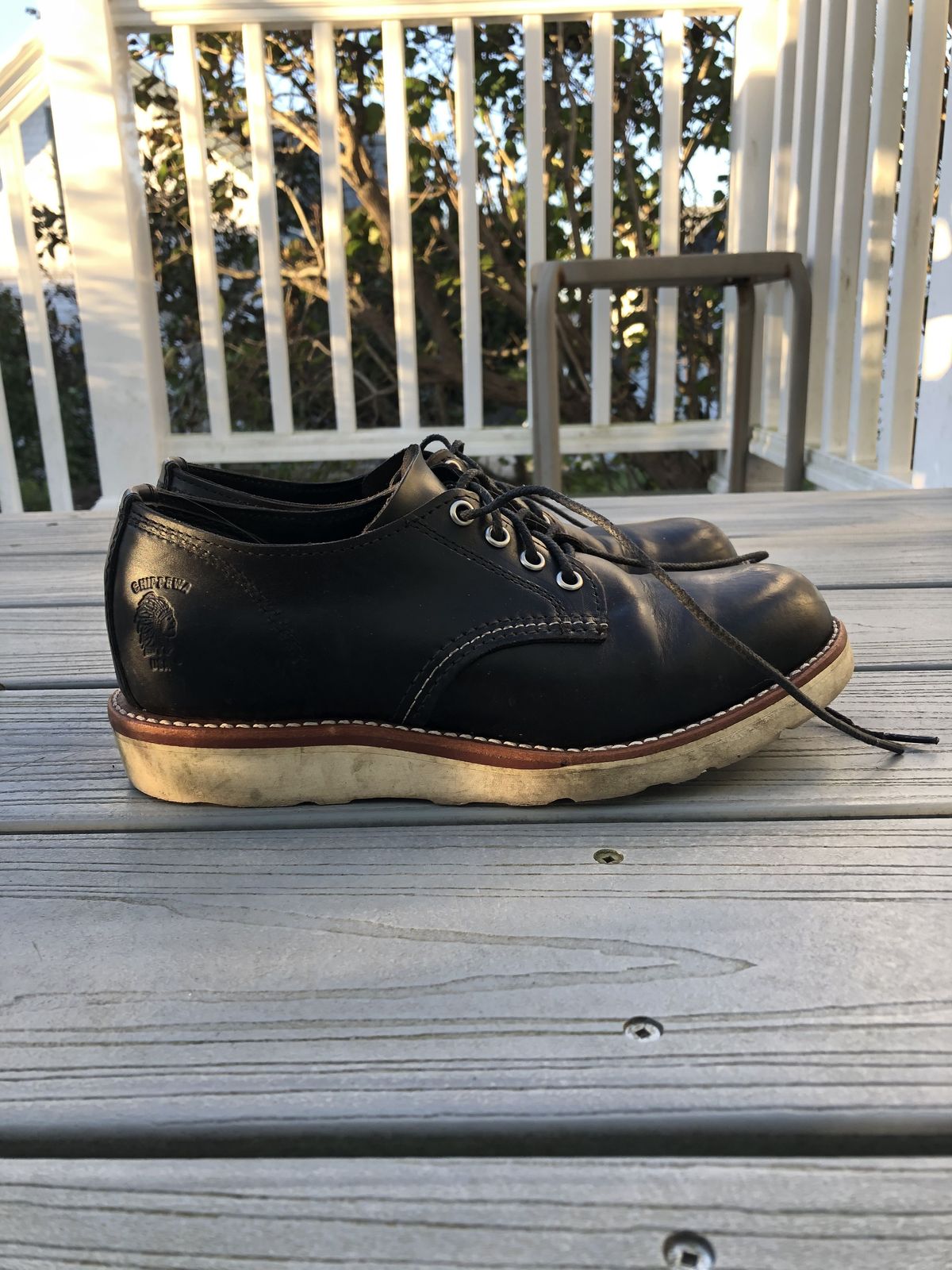 Photo by patinathunderdome on November 5, 2021 of the Chippewa Service Oxford Shoe in Black Whirlwind.
