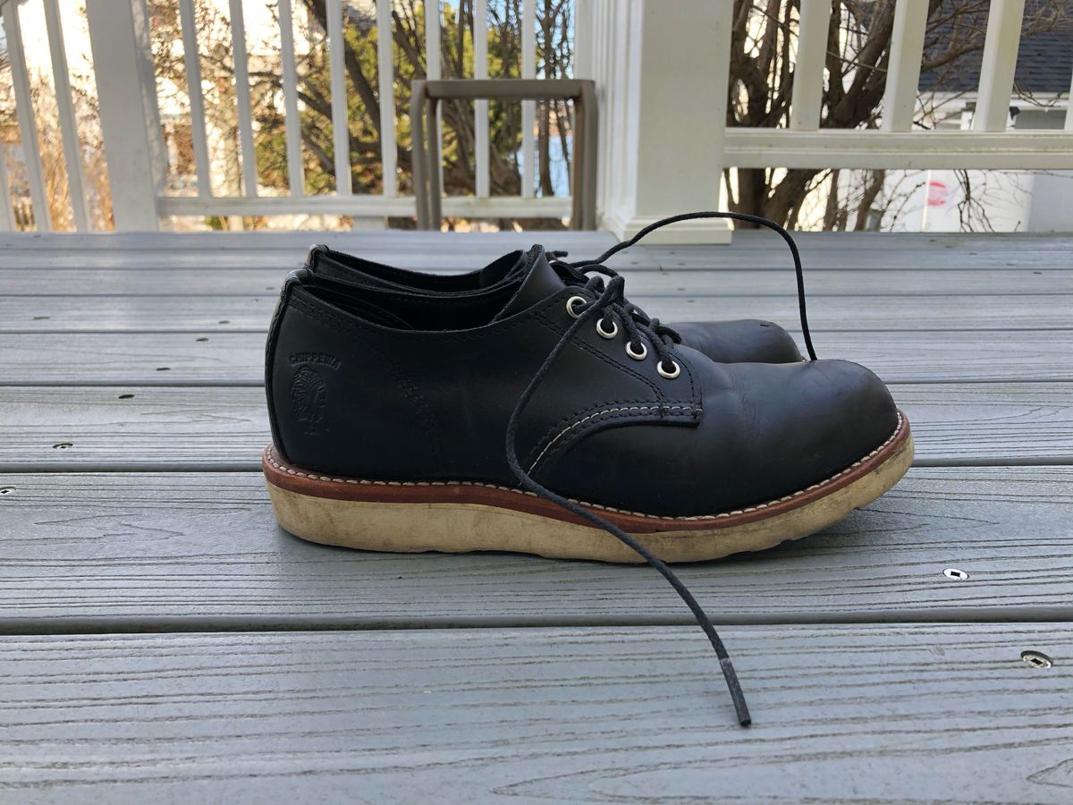Photo by patinathunderdome on December 6, 2021 of the Chippewa Service Oxford Shoe in Black Whirlwind.