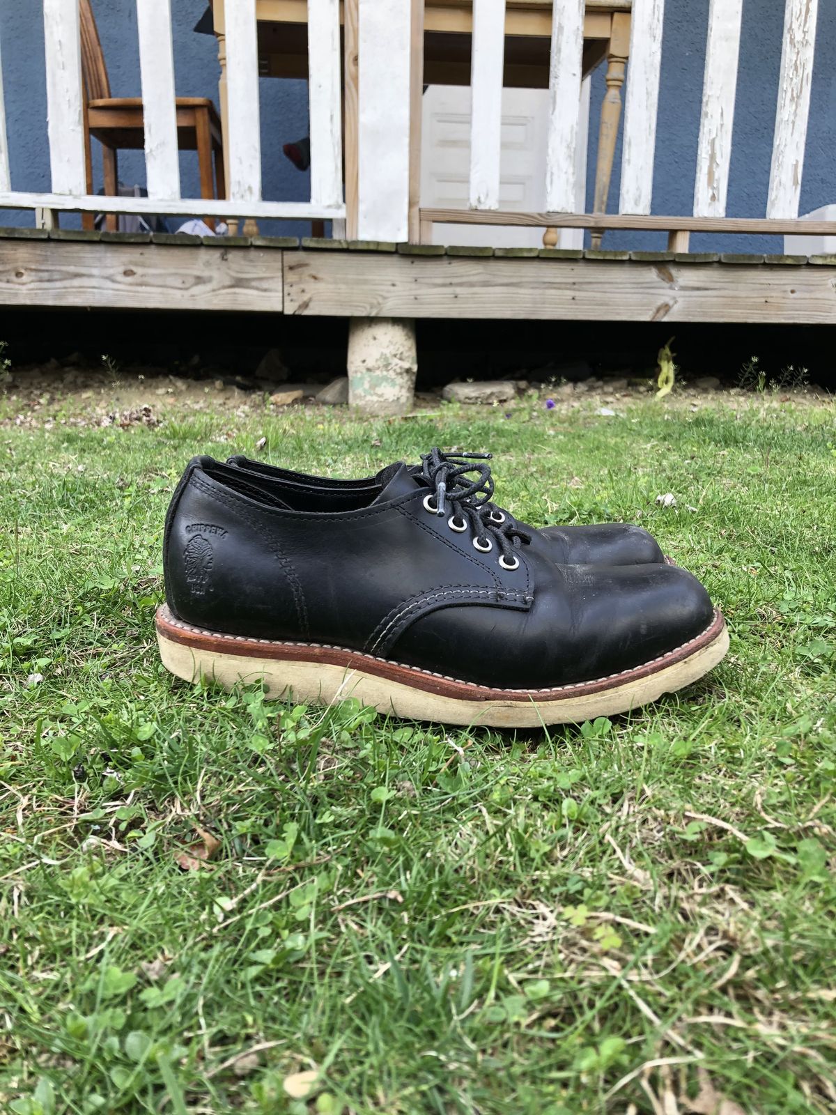 Photo by patinathunderdome on May 5, 2022 of the Chippewa Service Oxford Shoe in Black Whirlwind.