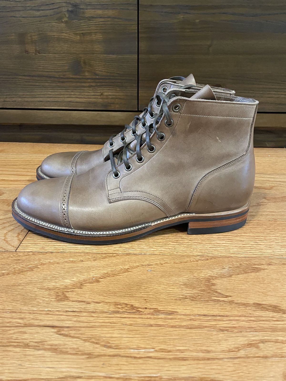 Photo by patinathunderdome on September 30, 2021 of the Viberg Service Boot in Horween Natural Chromexcel.