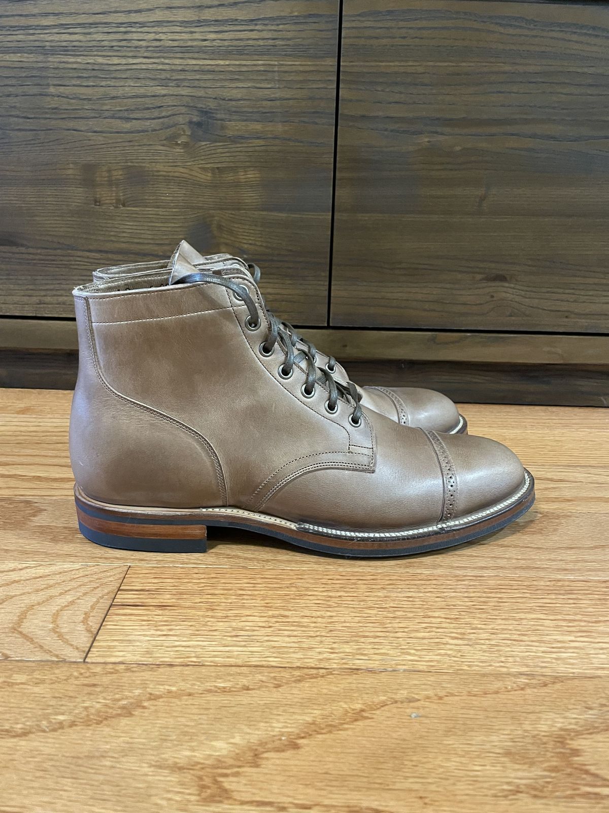 Photo by patinathunderdome on September 30, 2021 of the Viberg Service Boot in Horween Natural Chromexcel.