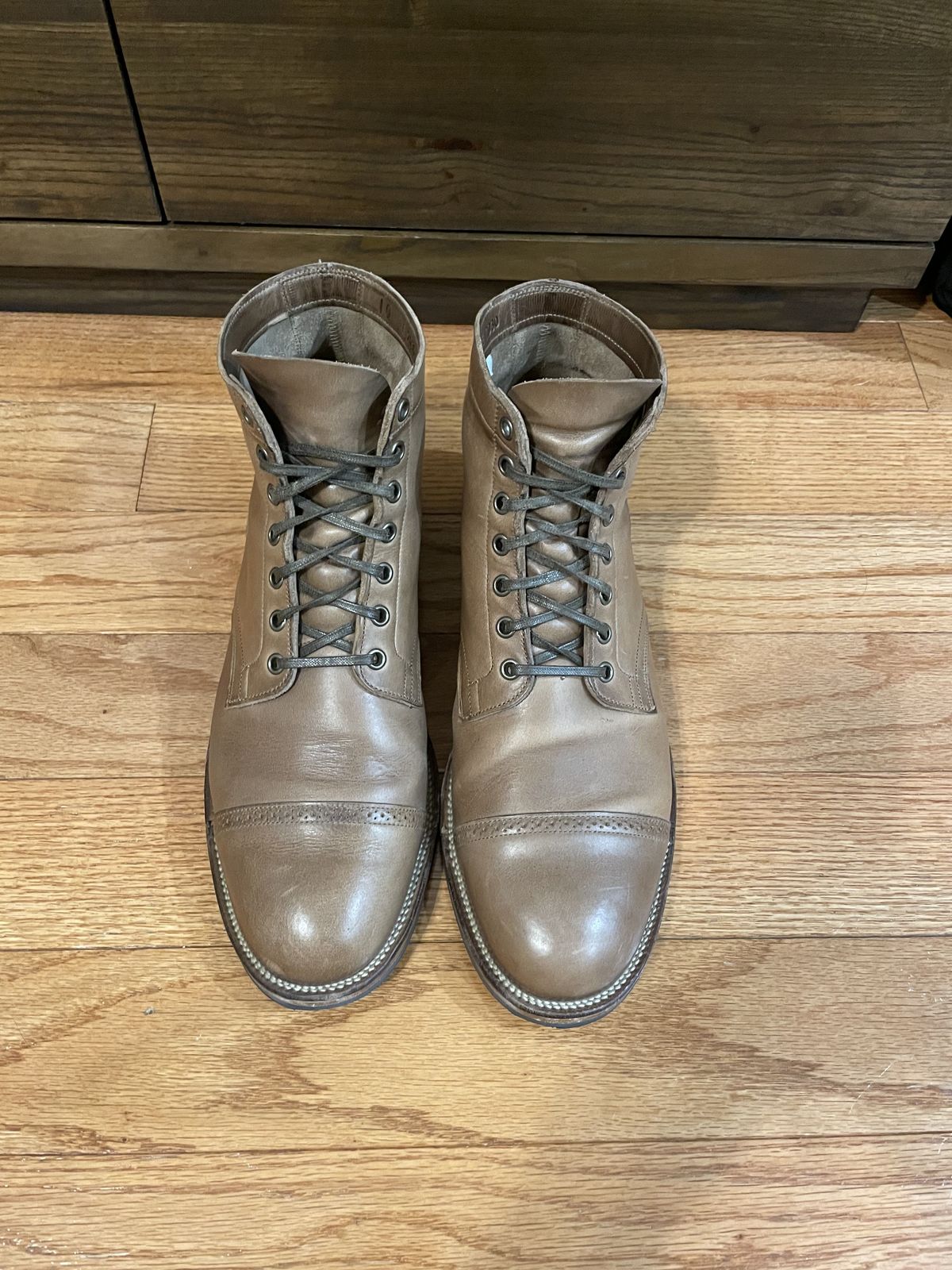 Photo by patinathunderdome on December 6, 2021 of the Viberg Service Boot in Horween Natural Chromexcel.