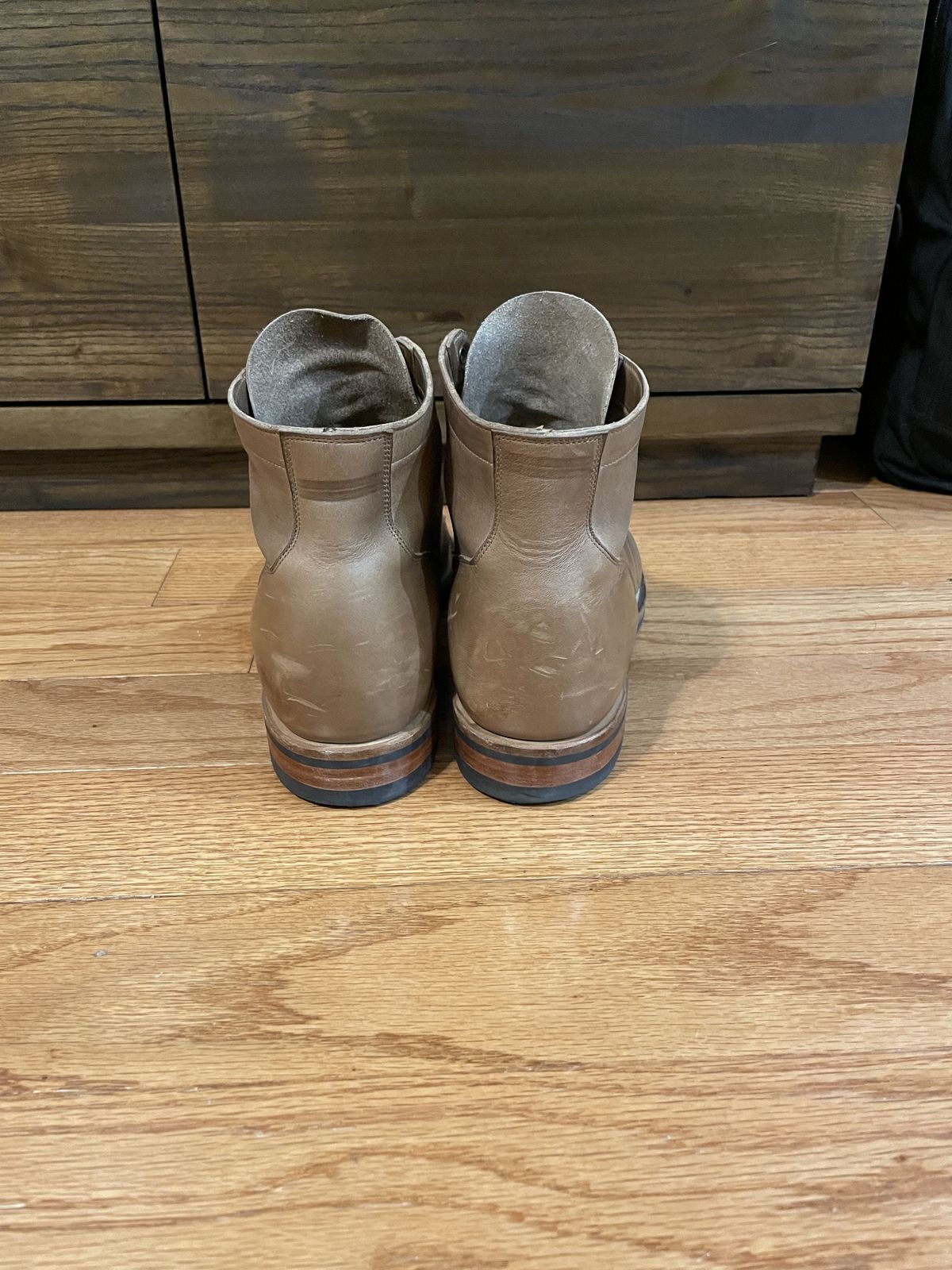 Photo by patinathunderdome on December 6, 2021 of the Viberg Service Boot in Horween Natural Chromexcel.