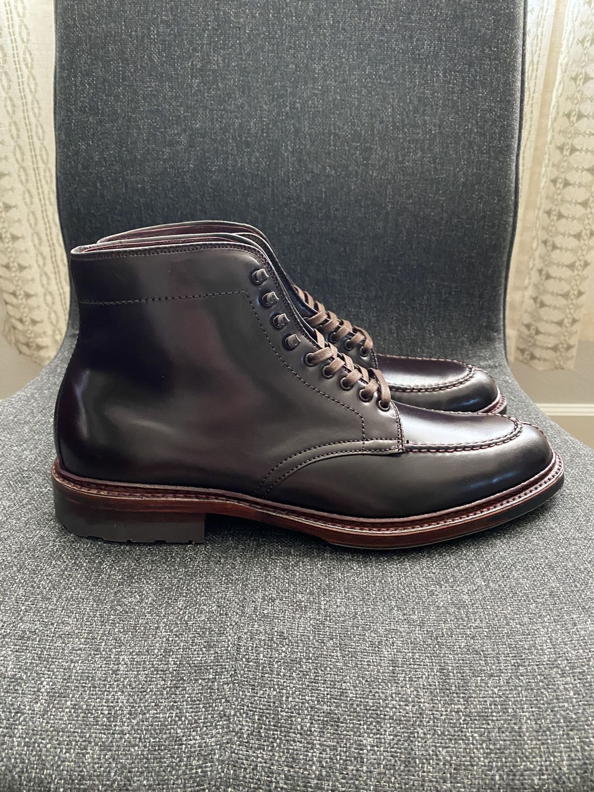 Photo by patinathunderdome on October 1, 2021 of the Alden Tanker Boot in Horween Color 8 Shell Cordovan.