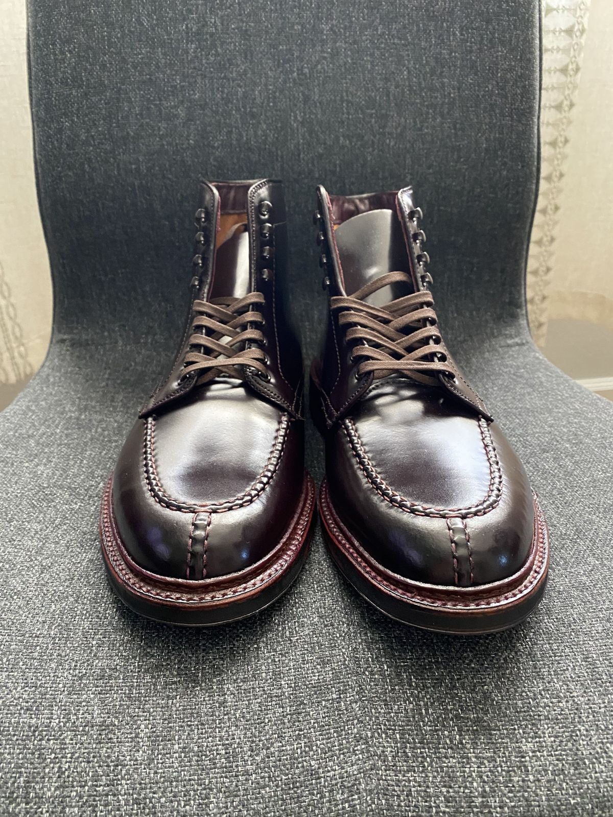 Photo by patinathunderdome on October 1, 2021 of the Alden Tanker Boot in Horween Color 8 Shell Cordovan.