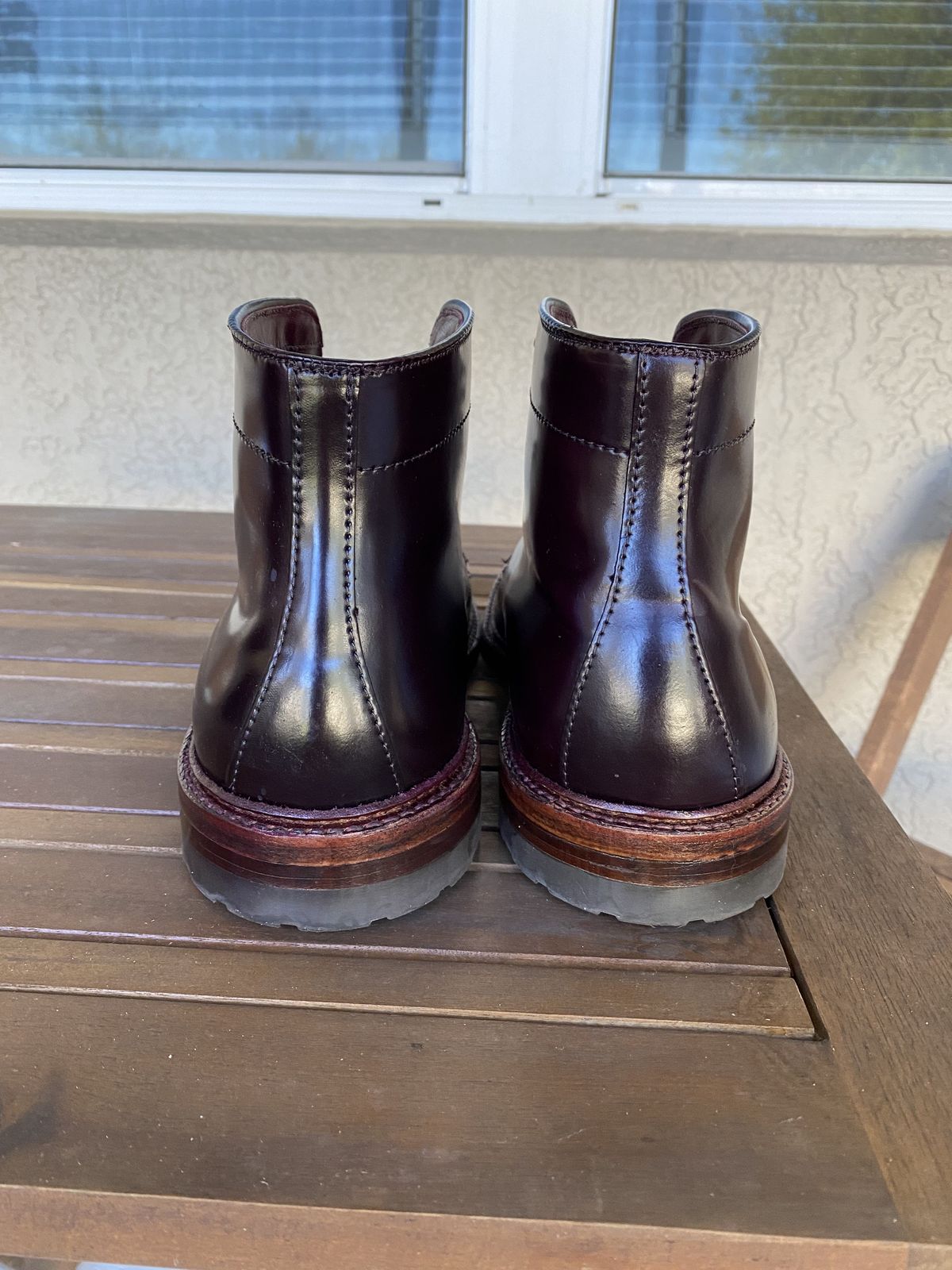 Photo by patinathunderdome on November 3, 2021 of the Alden Tanker Boot in Horween Color 8 Shell Cordovan.