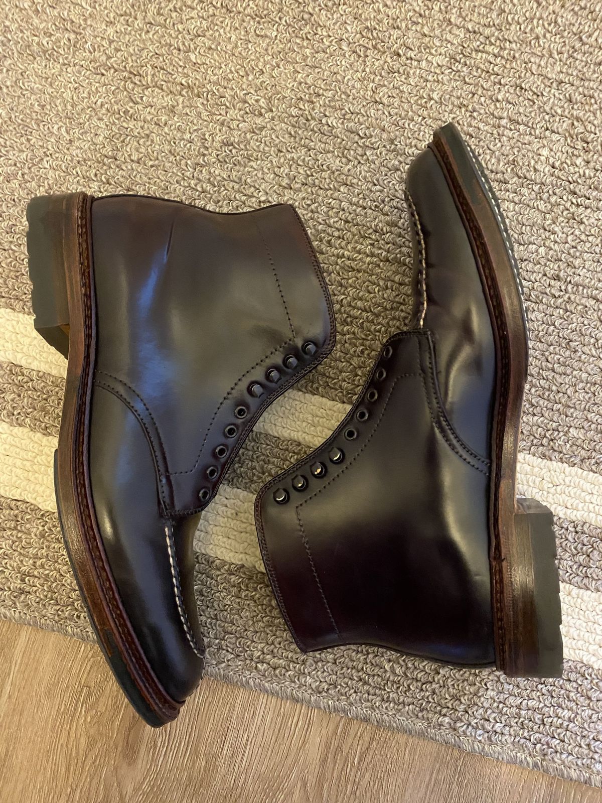 Photo by patinathunderdome on January 5, 2022 of the Alden Tanker Boot in Horween Color 8 Shell Cordovan.