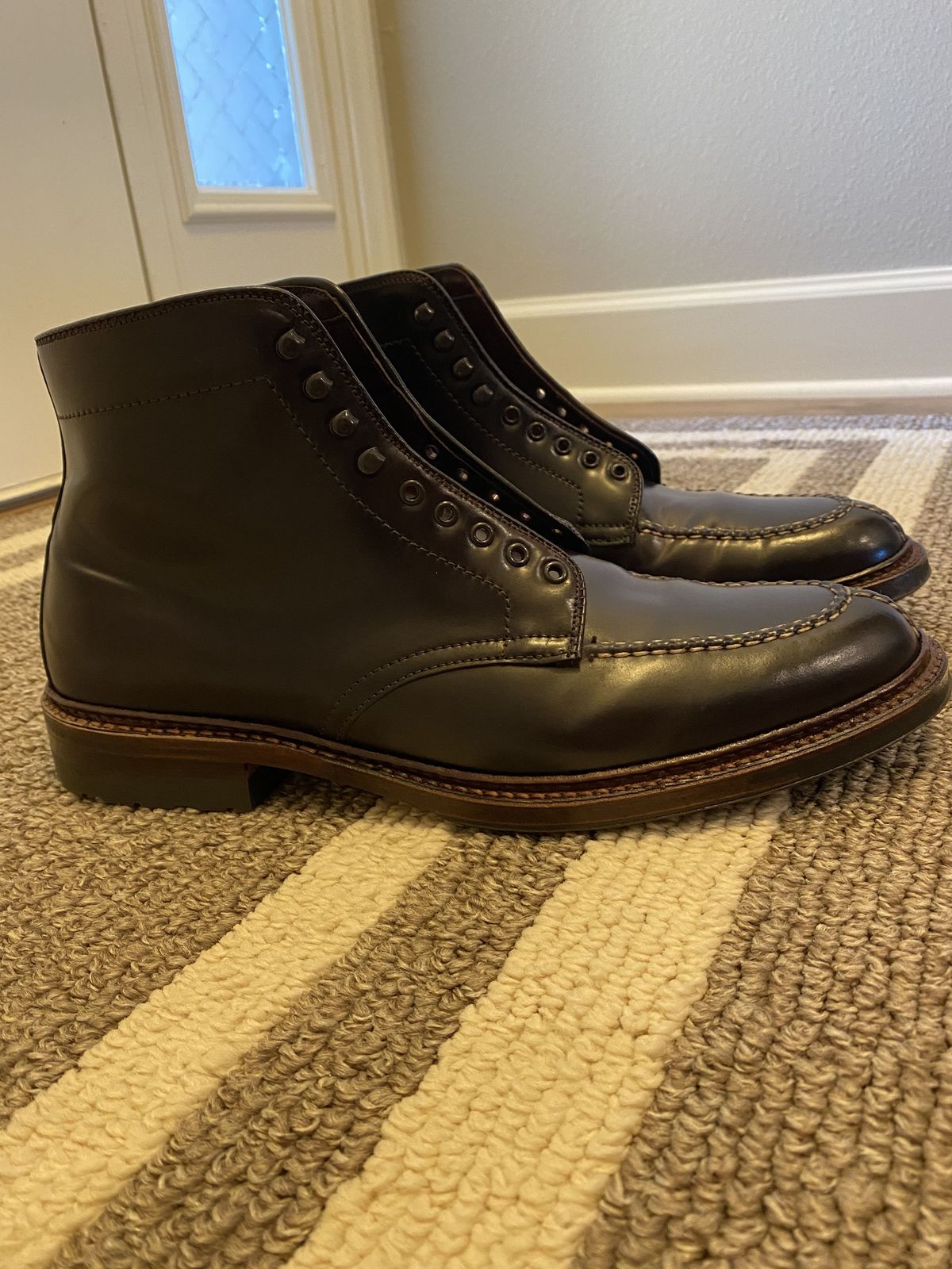 Photo by patinathunderdome on January 5, 2022 of the Alden Tanker Boot in Horween Color 8 Shell Cordovan.