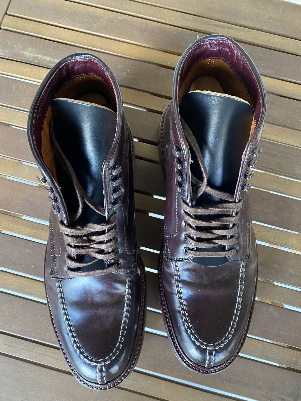 Photo by patinathunderdome on February 2, 2022 of the Alden Tanker Boot in Horween Color 8 Shell Cordovan.