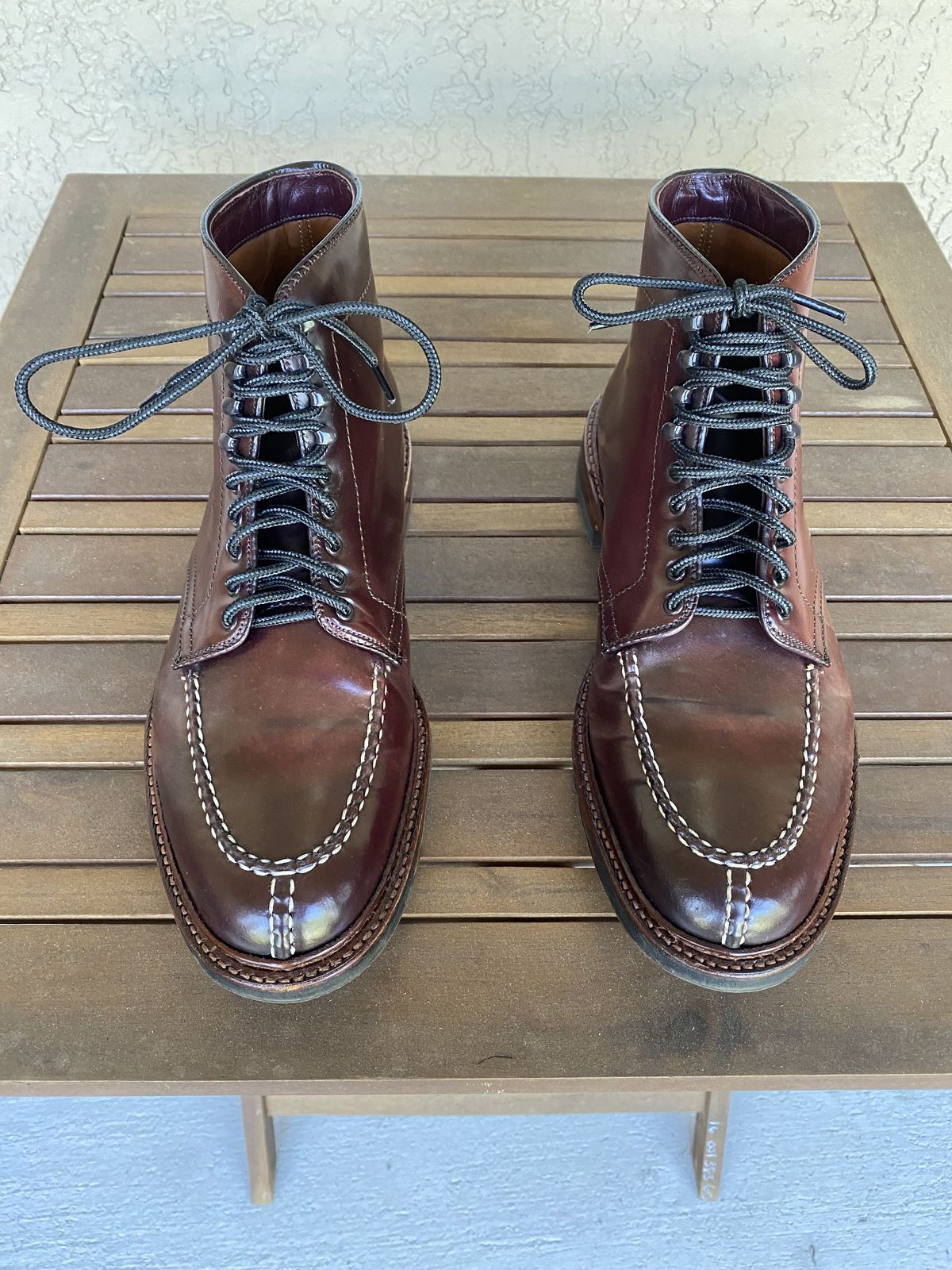 Photo by patinathunderdome on April 4, 2022 of the Alden Tanker Boot in Horween Color 8 Shell Cordovan.