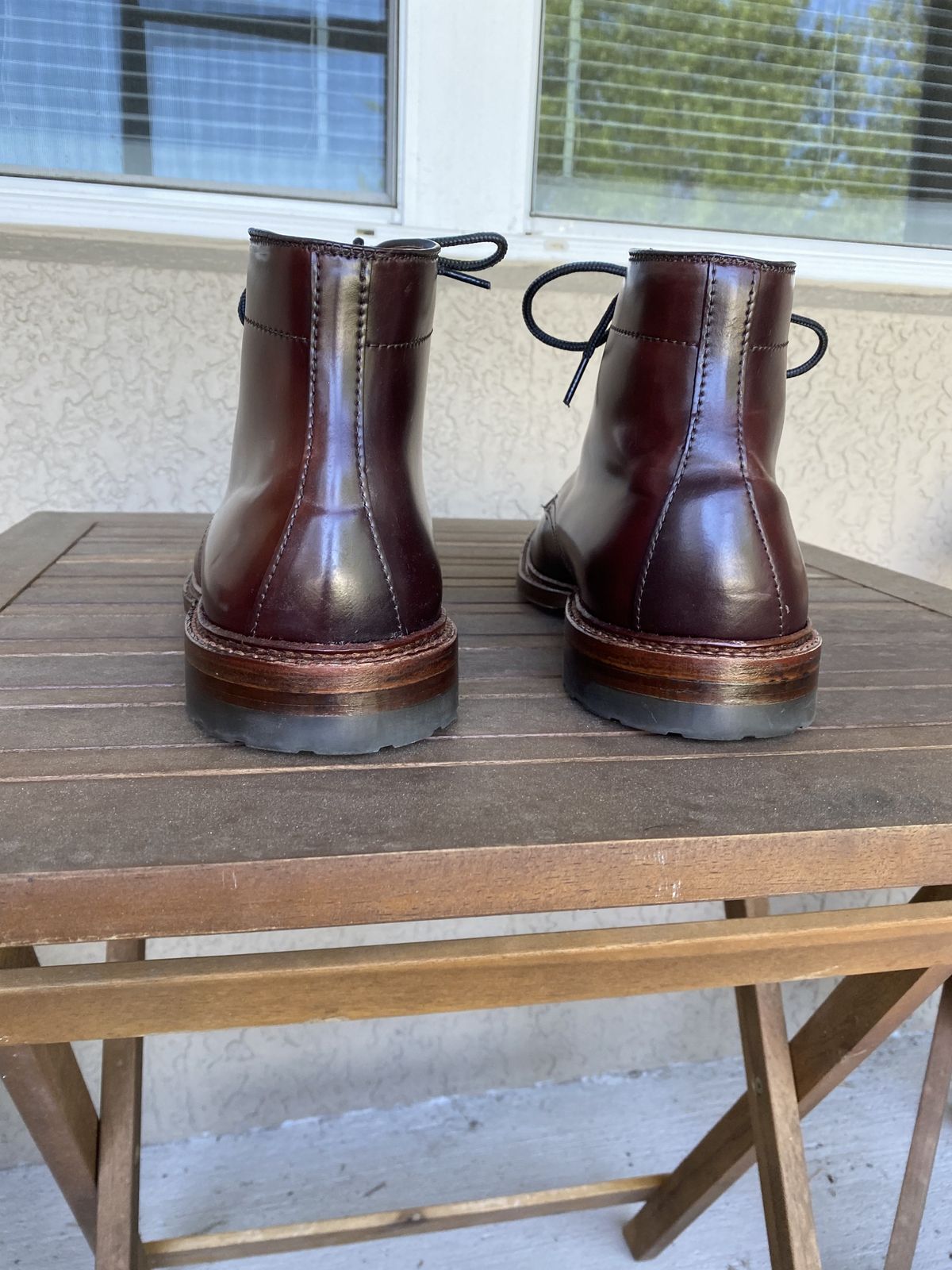 Photo by patinathunderdome on April 4, 2022 of the Alden Tanker Boot in Horween Color 8 Shell Cordovan.